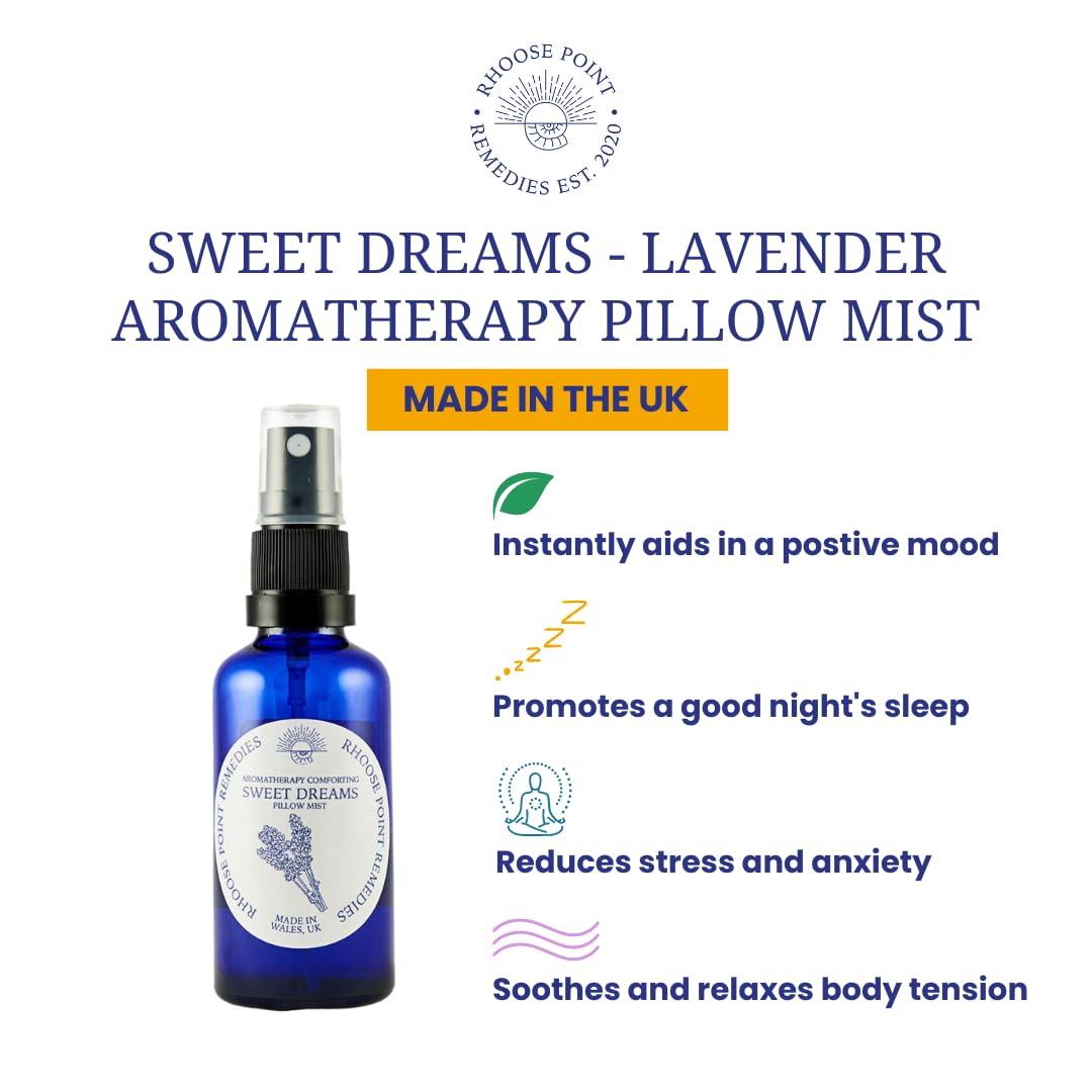 Organic Lavender Pillow Mist Sleep Spray (50ml) - Calming Essential Oils for Better Sleep & Anxiety Relief - Vegan, Cruelty-Free & UK Made - Perfect for Adults & Kids Bedtime Routine, Travel & Relaxation
