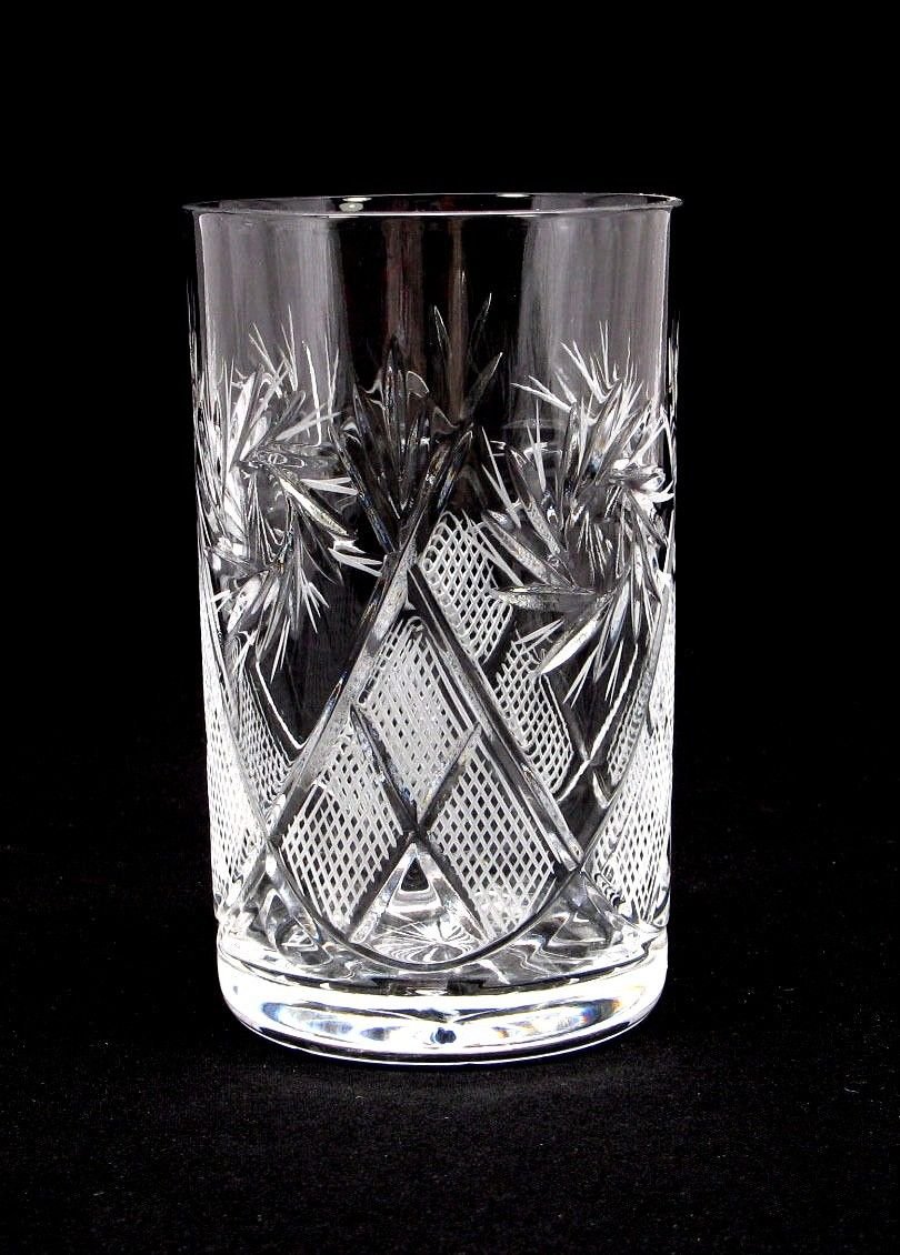 Russian Cut Crystal Tempered Glasses Set of 6 - Vintage USSR Glassware for Tea & Coffee | Fits Metal Podstakannik Holder | Heat & Cold Resistant Drinkware for Home, Restaurant & Gift Use