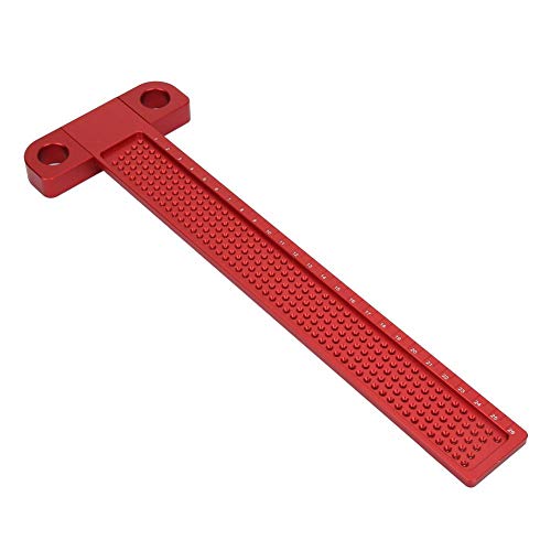 FTVOGUE Aluminum Alloy T-Shaped Ruler for Woodworking - Precision Measuring Tool with Marked Holes (T-260) - Perfect for Carpenters, DIY Projects & Home Renovations