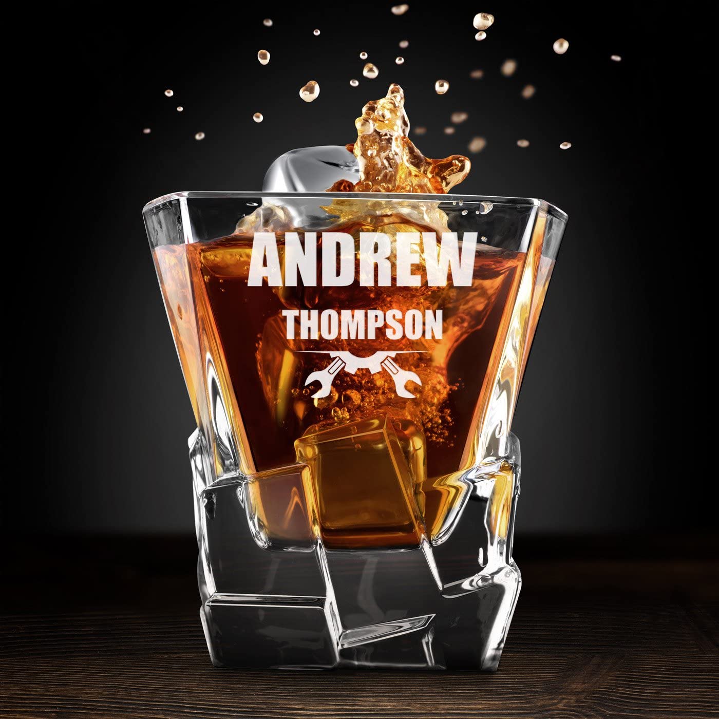 Premium Personalized Engraved Whiskey Glass Set for Men - Modern & Elegant Barware Gift for Whiskey Connoisseurs - Birthday, Anniversary & Father's Day Present - Perfect for Home Bars, Parties & Special Occasions
