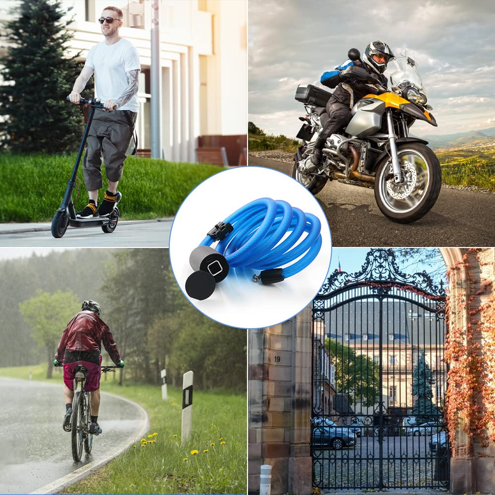 eLinkSmart Keyless Combination Bike Lock - 150cm Waterproof Steel Cable Lock for Bicycles, Scooters, Motorcycles | Fingerprint Unlock via Phone App (iOS/Android) | Perfect for Outdoor Cycling, Commuting & Home Security