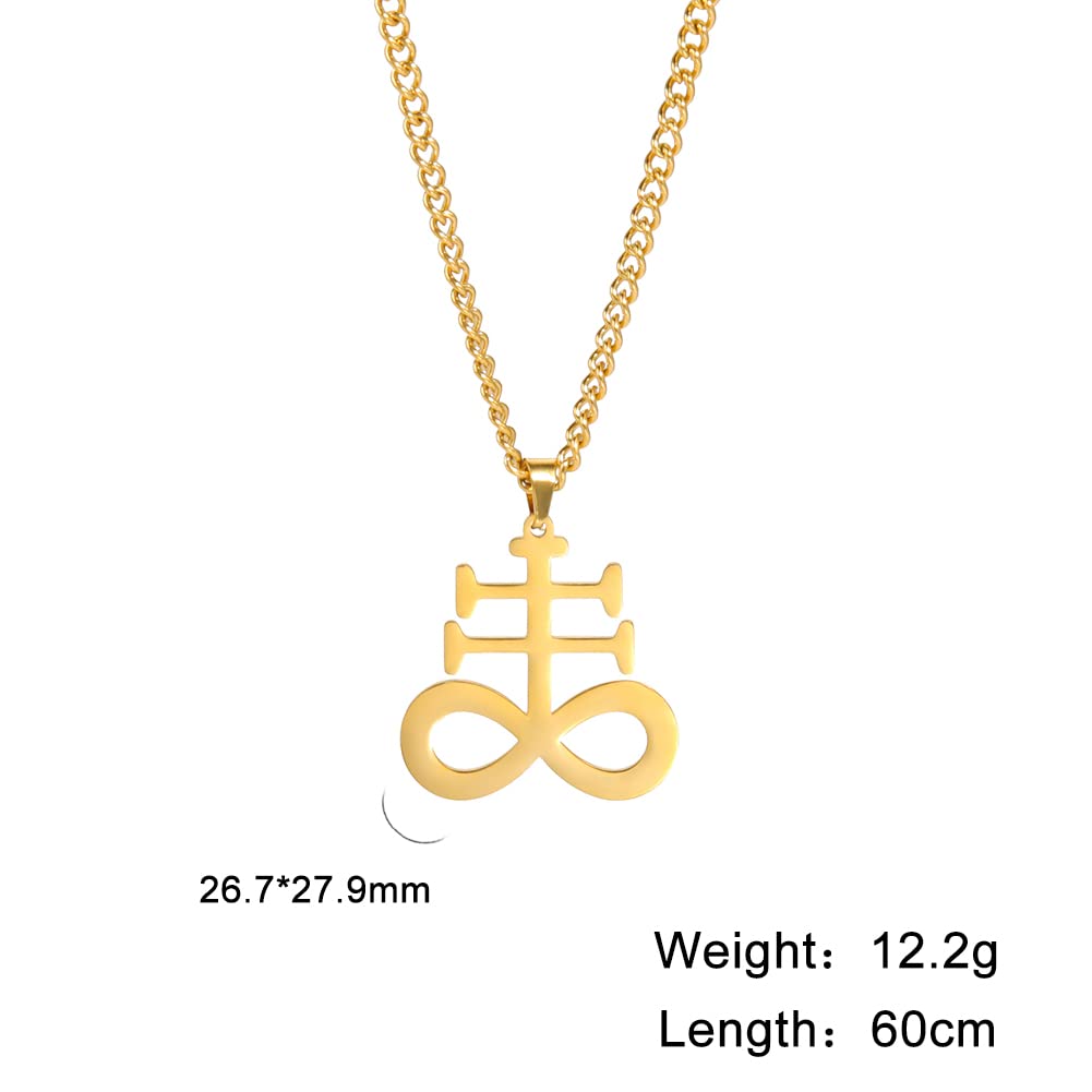 EUEAVAN Leviathan Cross Pendant Necklace - Stainless Steel Satanic Symbol Jewelry for Men & Women - Perfect for Gothic Fashion, Occult Rituals, and Alternative Religious Accessories