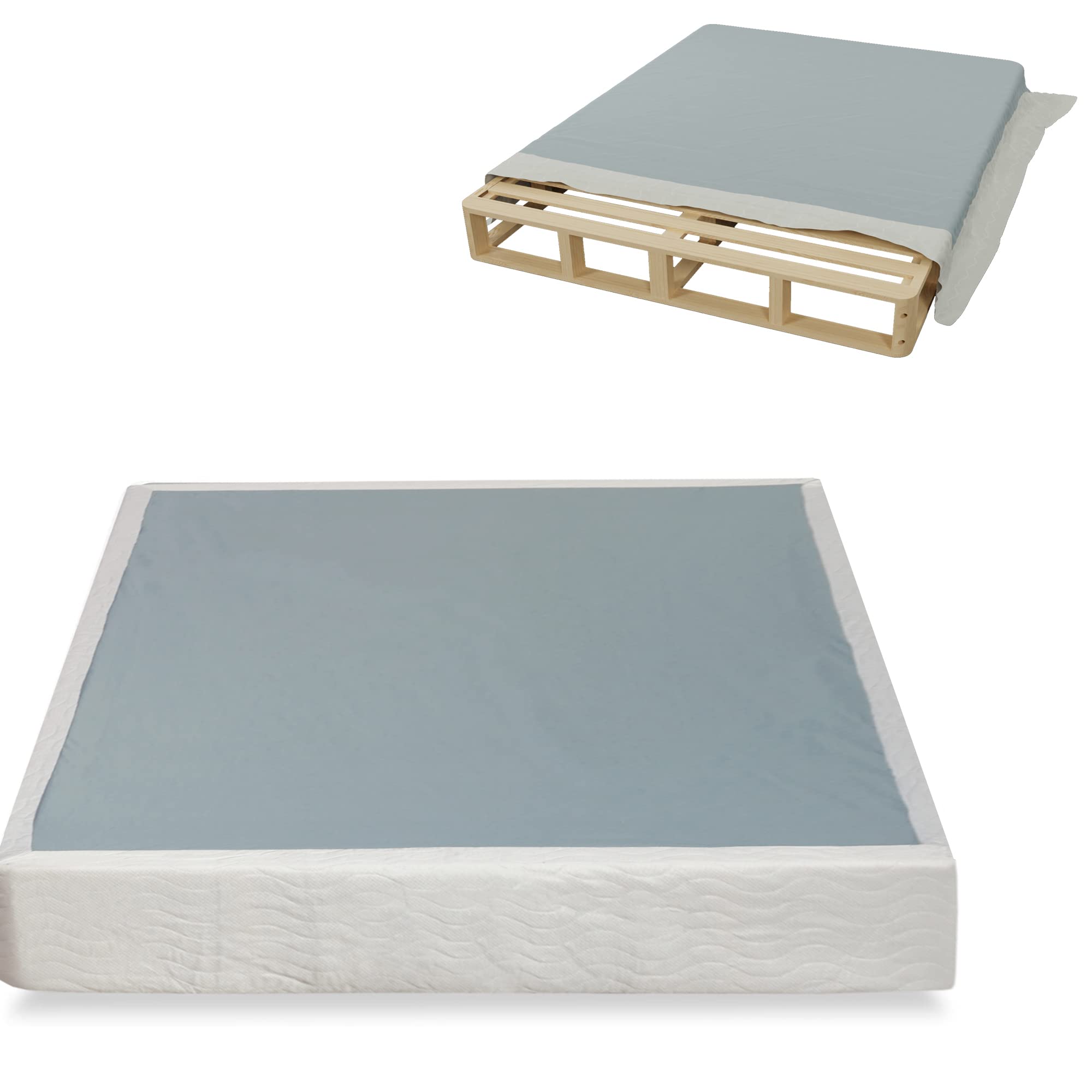 4.5-Inch Easy Wood Box Spring Coil Mattress Foundation for Twin XL Bed - Simple Assembly, Durable Support for Enhanced Comfort - Perfect for Guest Rooms, Dorms & Small Spaces