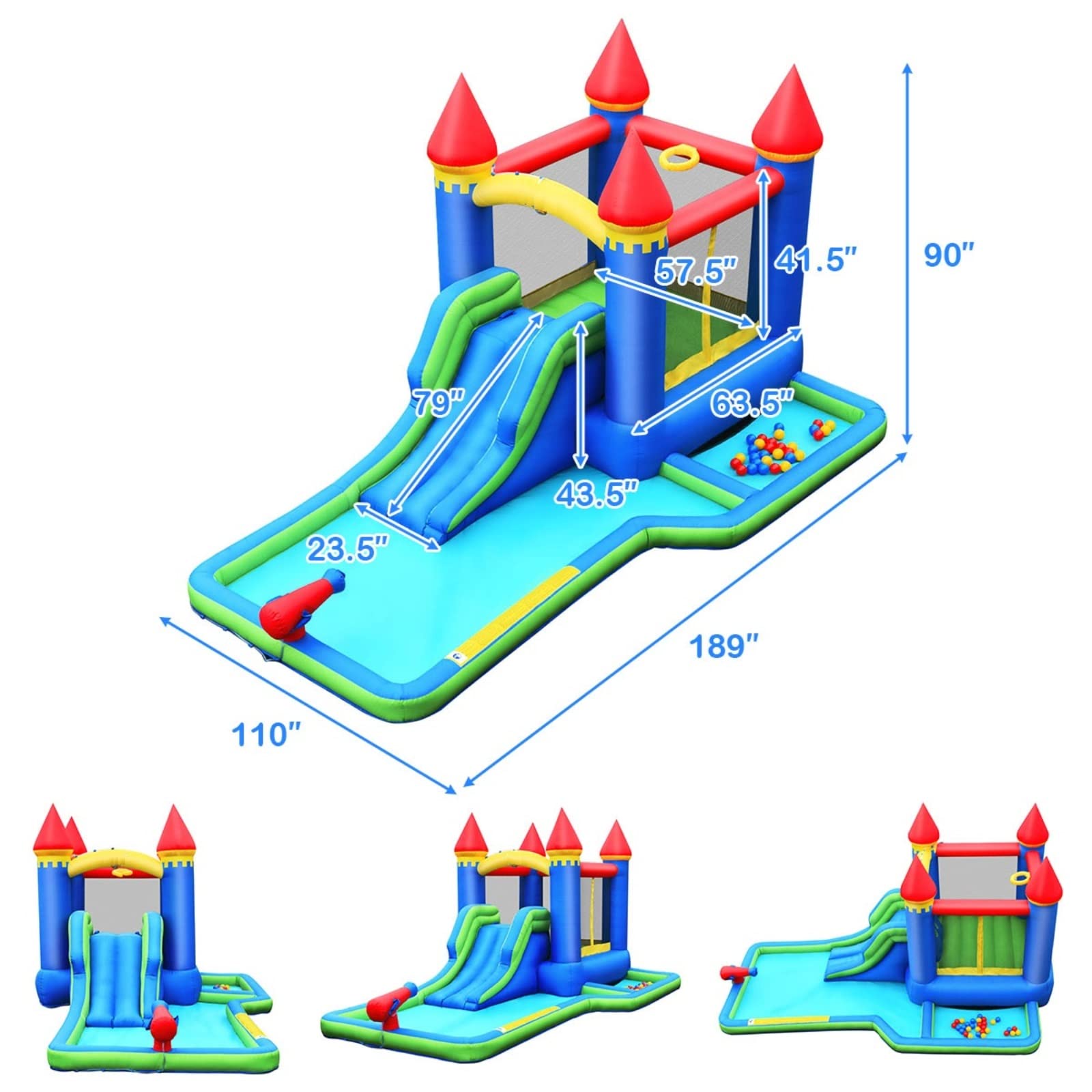 **BOUNTECH Inflatable Water Slide for Kids - Bounce House with Ball Pit, Splash Pool & Wet/Dry Play - Outdoor Backyard Party Fun for Boys & Girls - Perfect for Birthday Gifts, Summer Play & Family Gatherings**