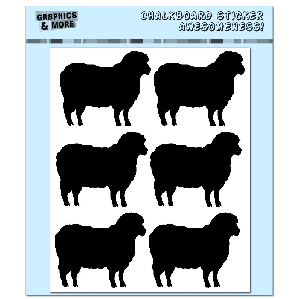 Chalkboard Vinyl Stickers - 4 Sheep Lambs Labels for Bins & Drinks - Kitchen & Office Use