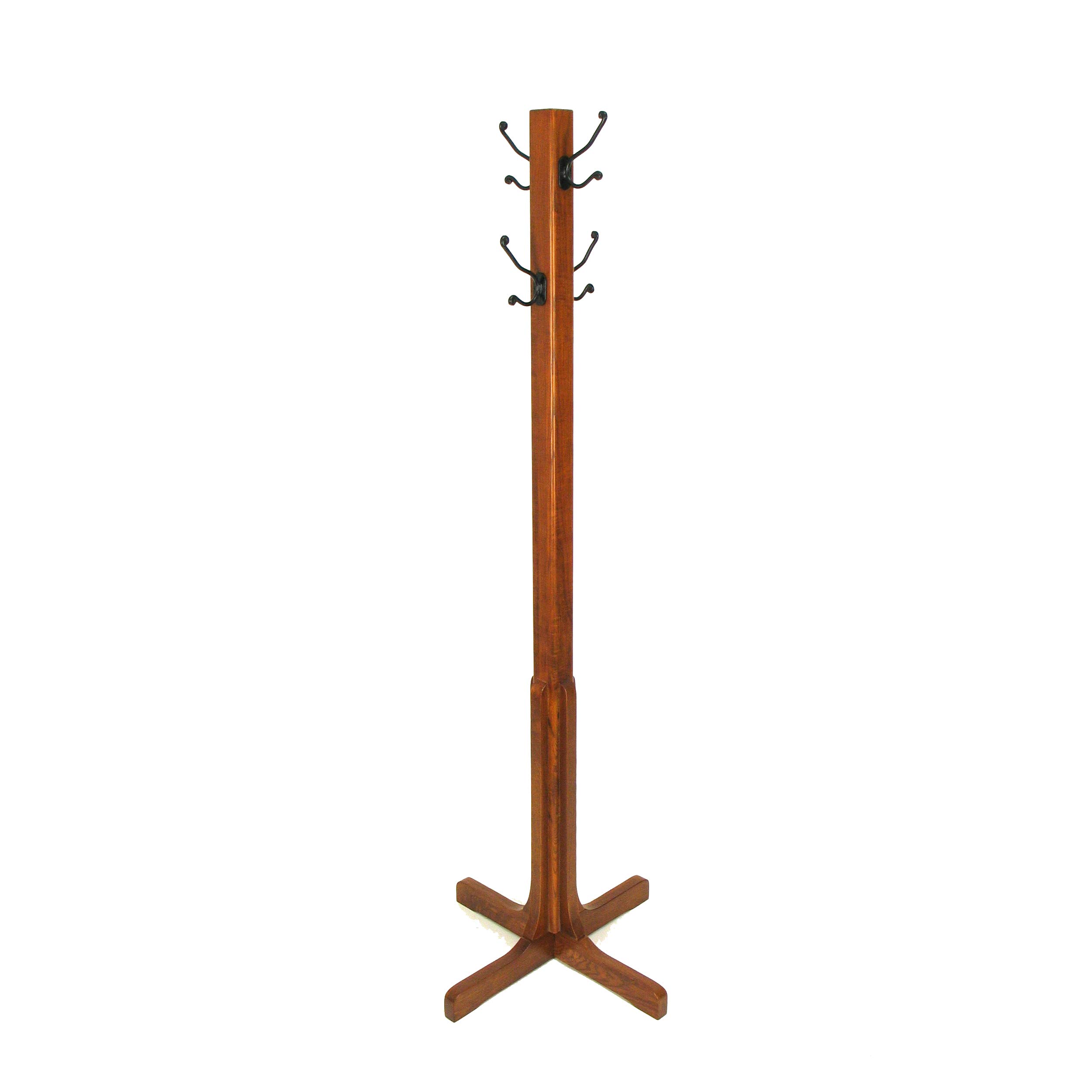 Benjara Solid Wood Coat Rack with X-Shaped Base & Metal Hooks - Brown Wooden Entryway Hall Tree for Hats, Coats, Bags & Scarves | Perfect for Home, Office & Dormitory Organization