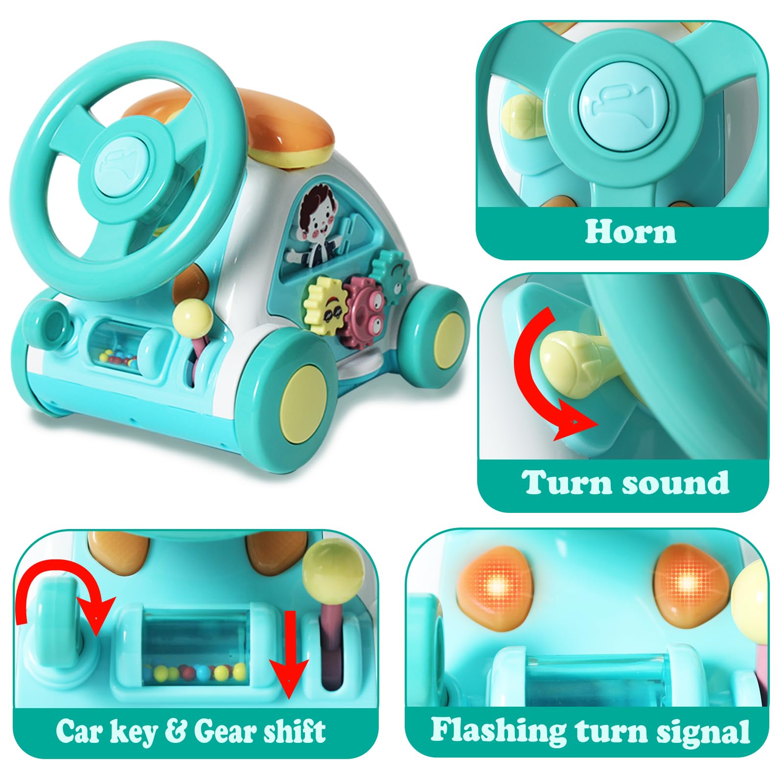 **Baoli Baby Toddler Crawling Toy - Interactive Steering Wheel with Music, Lights & Phone for Boys & Girls 6-18 Months | Early Learning Educational Toy for 1-2 Year Olds | Perfect Gift for Birthdays & Playtime**