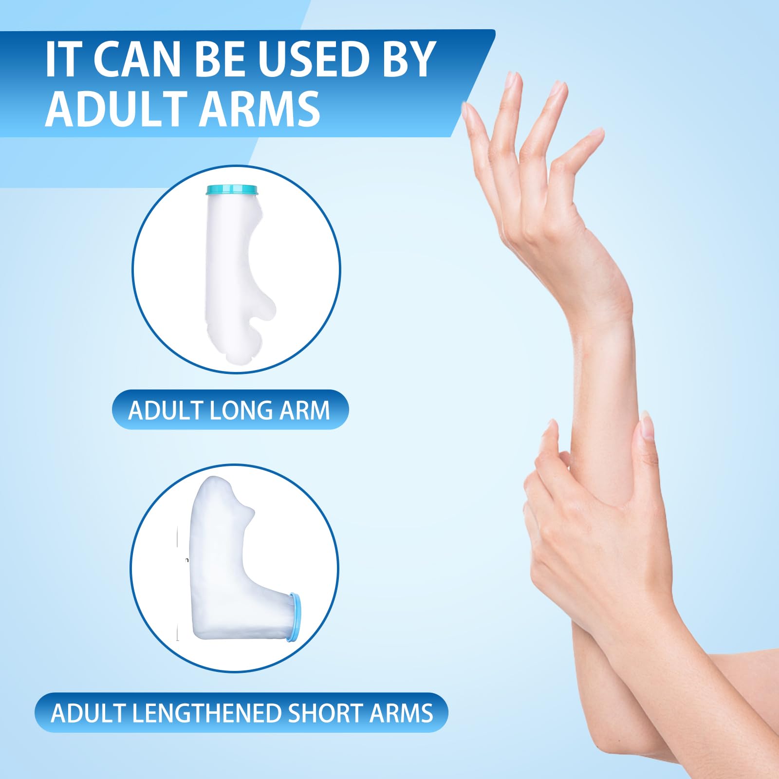 Waterproof Arm Cast Cover for Shower - Soft & Comfortable Cast Protector for Broken Arm, Surgery Recovery, Wounds & Burns - Reusable Medical Shower Sleeve for Daily Use & Post-Op Care