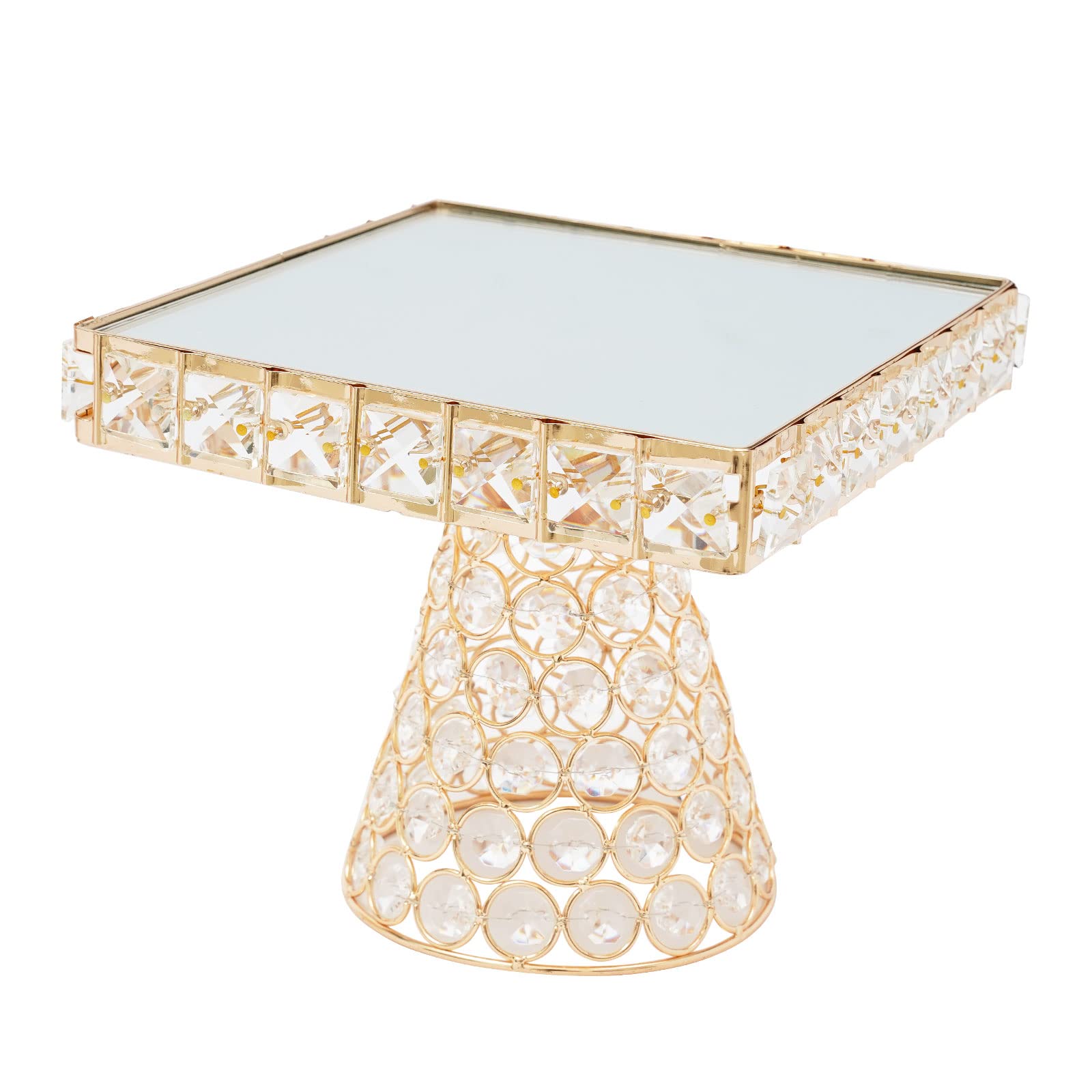 3-Piece Gold Cake Stand Set with Mirror Finish & Crystals - Elegant Cupcake Holders for Dessert Display - Perfect for Birthday, Wedding & Party Decorations (Ideal for Candy Buffets, Tea Parties & Special Events)