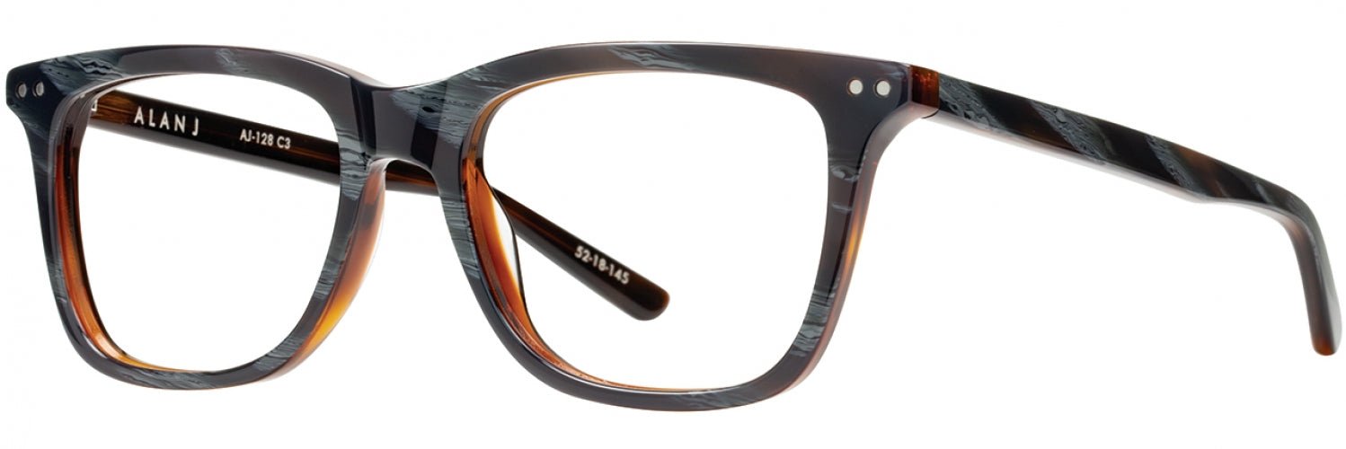 Alan J AJ128 Stylish Eyeglasses for Men & Women - Trendy Frames for Reading, Driving & Everyday Use