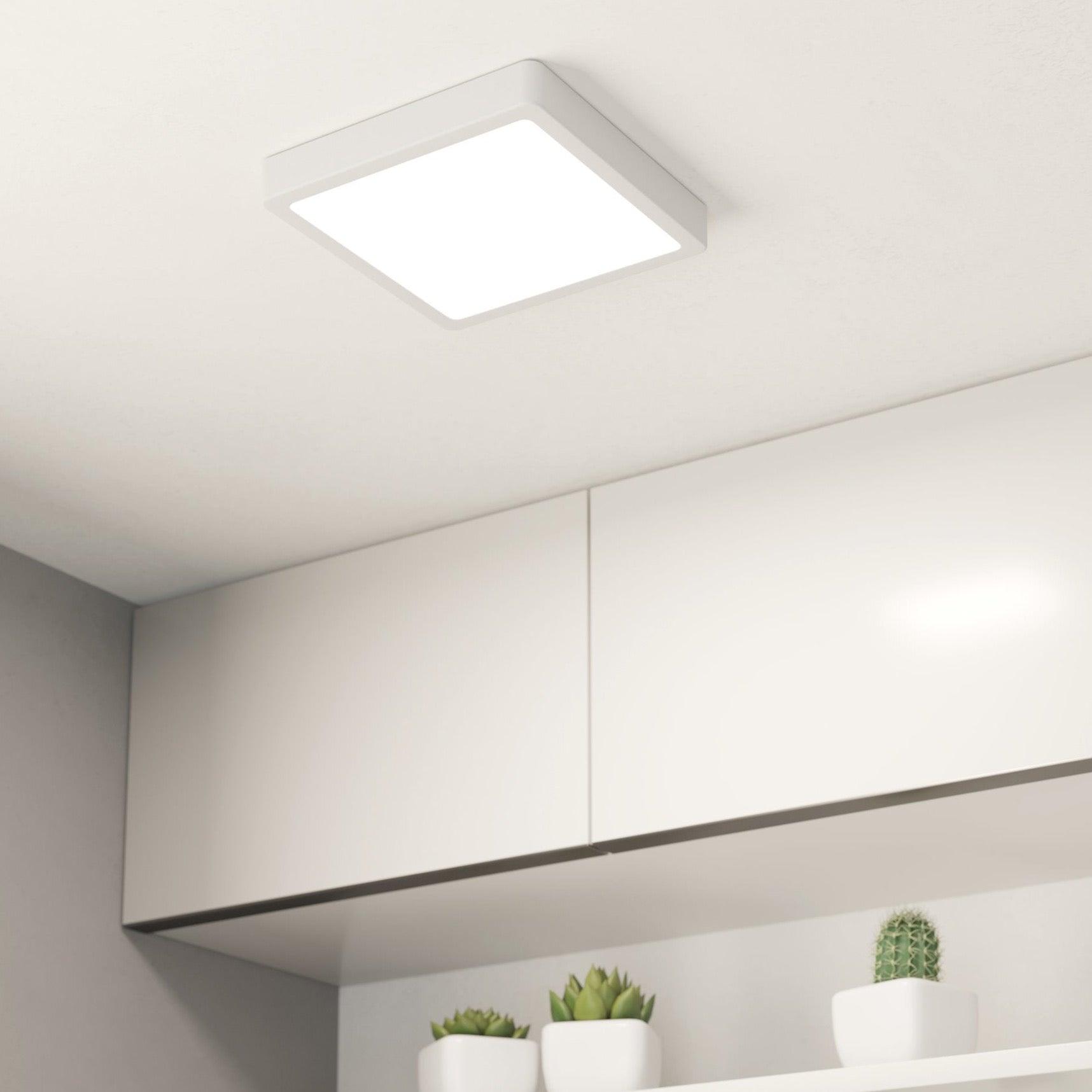 Eglo Fueva 5-LED Dimmable Square Flush Mount Ceiling Light - 21cm White Modern Fixture for Bedroom, Kitchen & Hallway Lighting