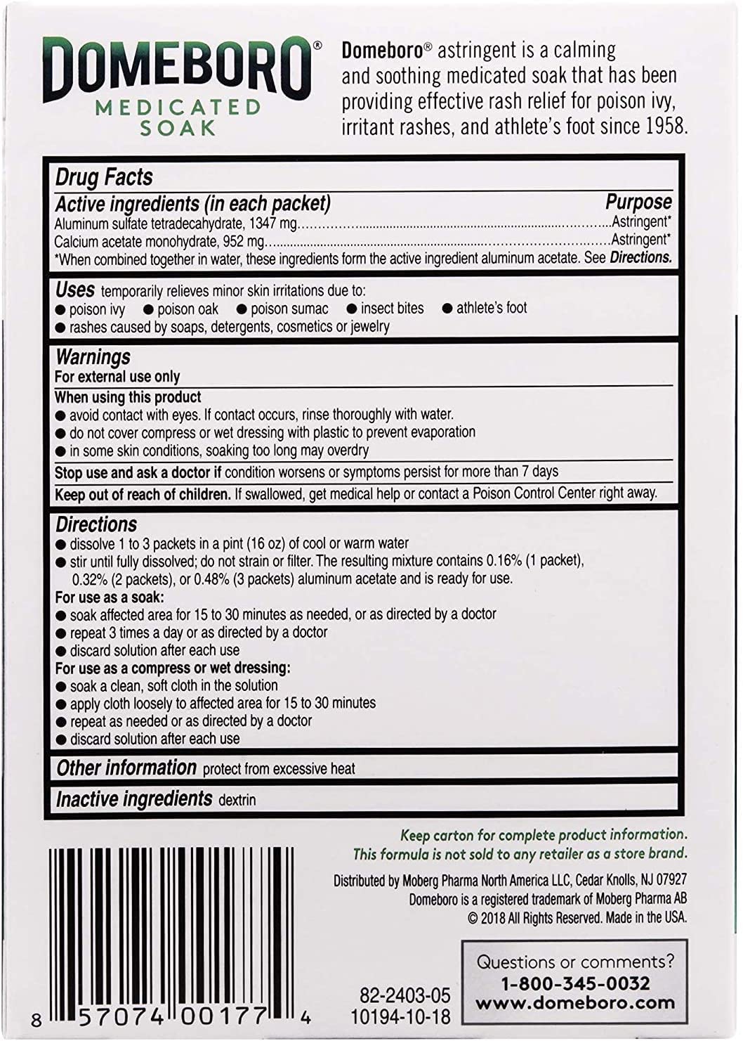 Domeboro Medicated Soak Powder Packets - 12 Count for Rash Relief & Skin Irritation | Eczema, Poison Ivy, Insect Bite Treatment | First Aid & Dermatological Care