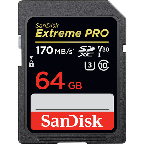 SanDisk Extreme PRO 64GB SDXC UHS-I Memory Card - 170MB/s Read Speed for DSLR Cameras, 4K Video & High-Speed Photography - Perfect for Professional Photographers & Videographers