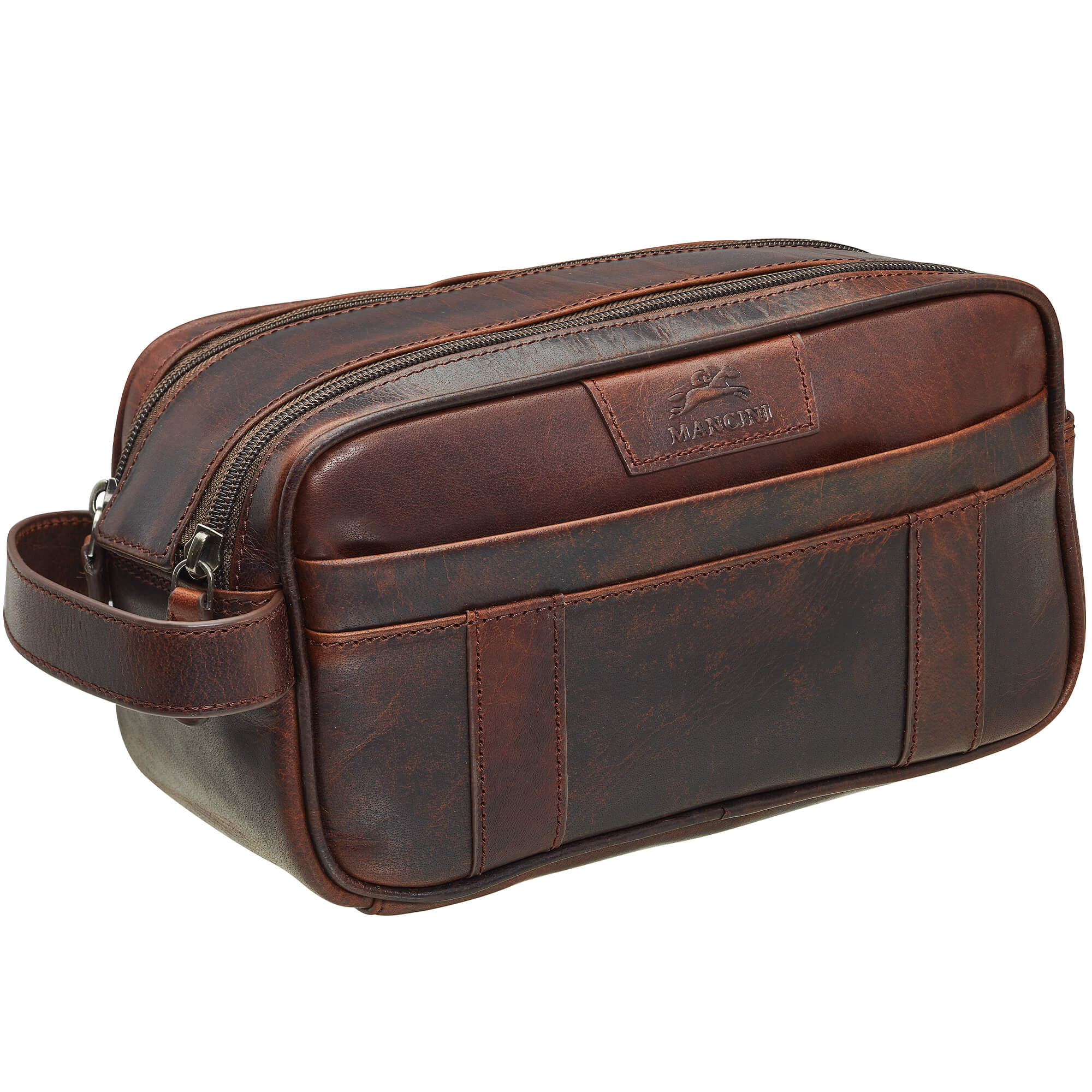 Mancini Buffalo Dual Top Zipper Toiletry Bag for Men & Women - Waterproof Travel Cosmetic Organizer - Perfect for Gym, Business Trips & Vacation Essentials Storage