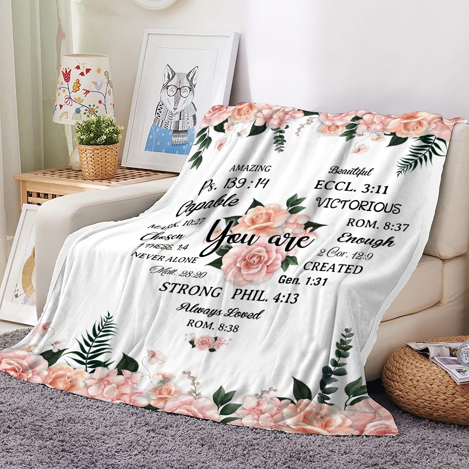 Kituzol Christian Blanket for Women - 50x60 Inch Soft Religious Throw - Inspirational Catholic Gifts, Spiritual Christmas Present - Perfect for Prayer, Bible Study & Cozy Home Decor