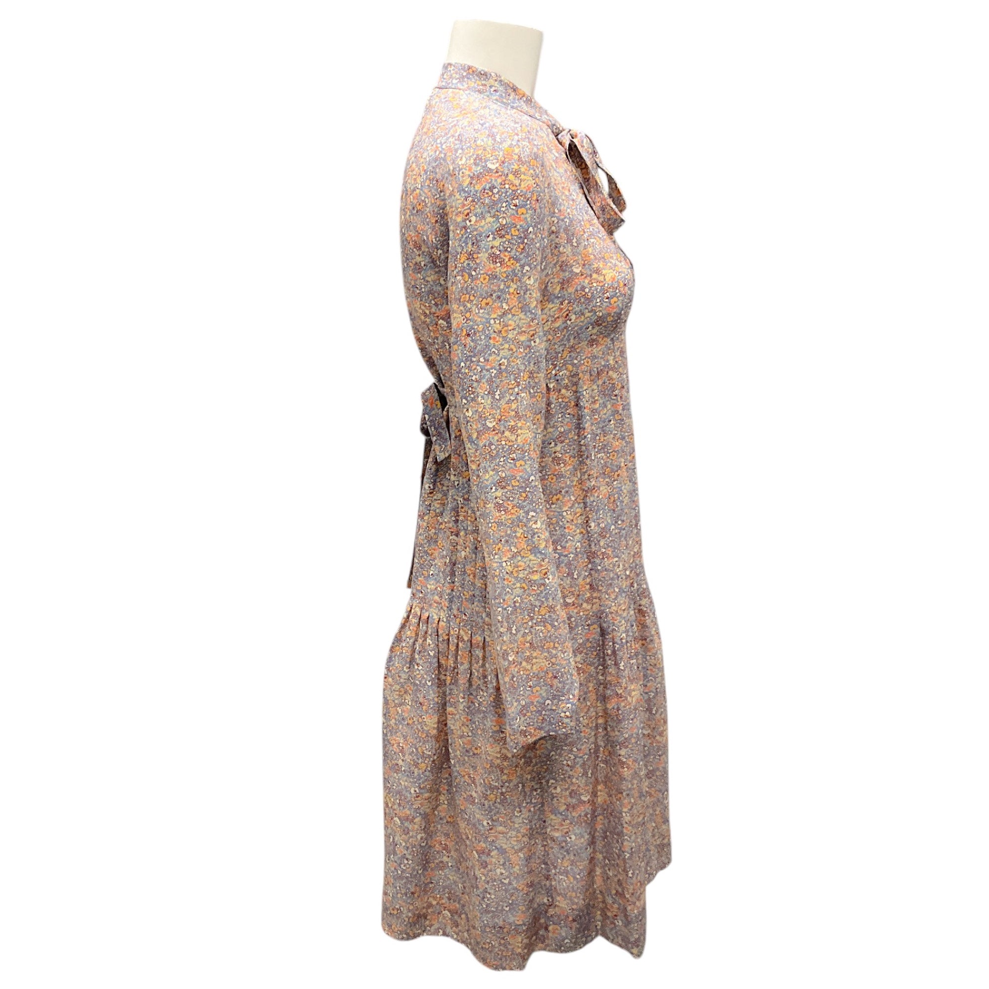 Philosophy di Lorenzo Serafini Pastel Multi Tie Neck Printed Silk Dress - Elegant Floral Summer Dress for Women, Perfect for Weddings, Parties & Special Occasions