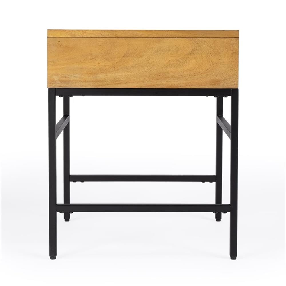 Butler Specialty Hans 1 Drawer Natural Wood and Iron End Table - Nightstand, Living Room Accent, Bedside Table for Home Decor