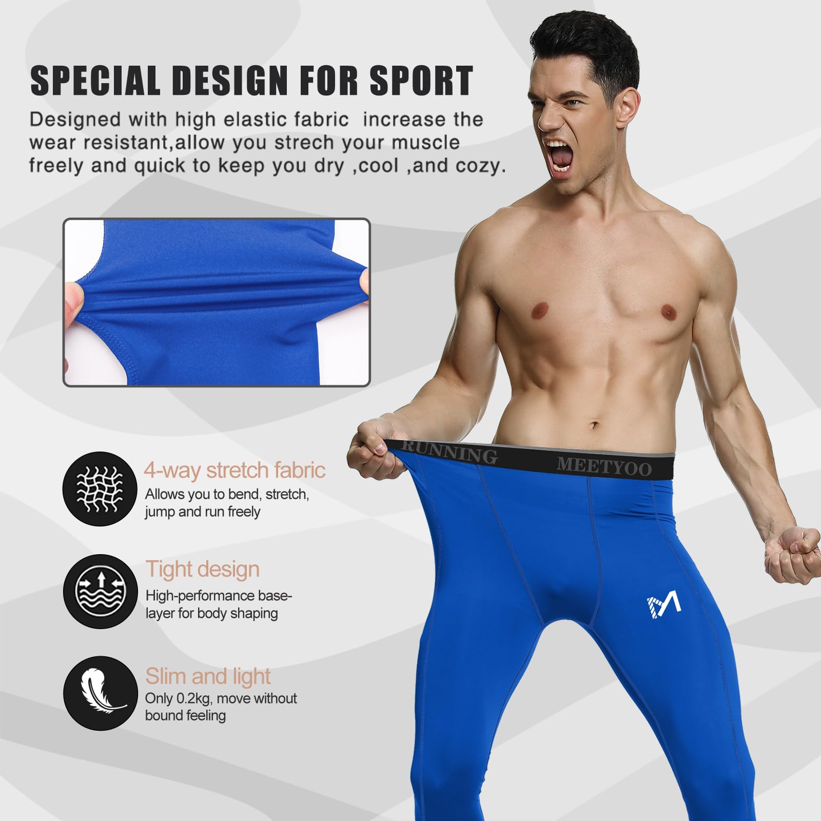 Men's Cool Dry Sports Workout Running Tights Leggings - Breathable Compression Pants for Gym, Jogging & Yoga - Moisture Wicking Athletic Wear for Men