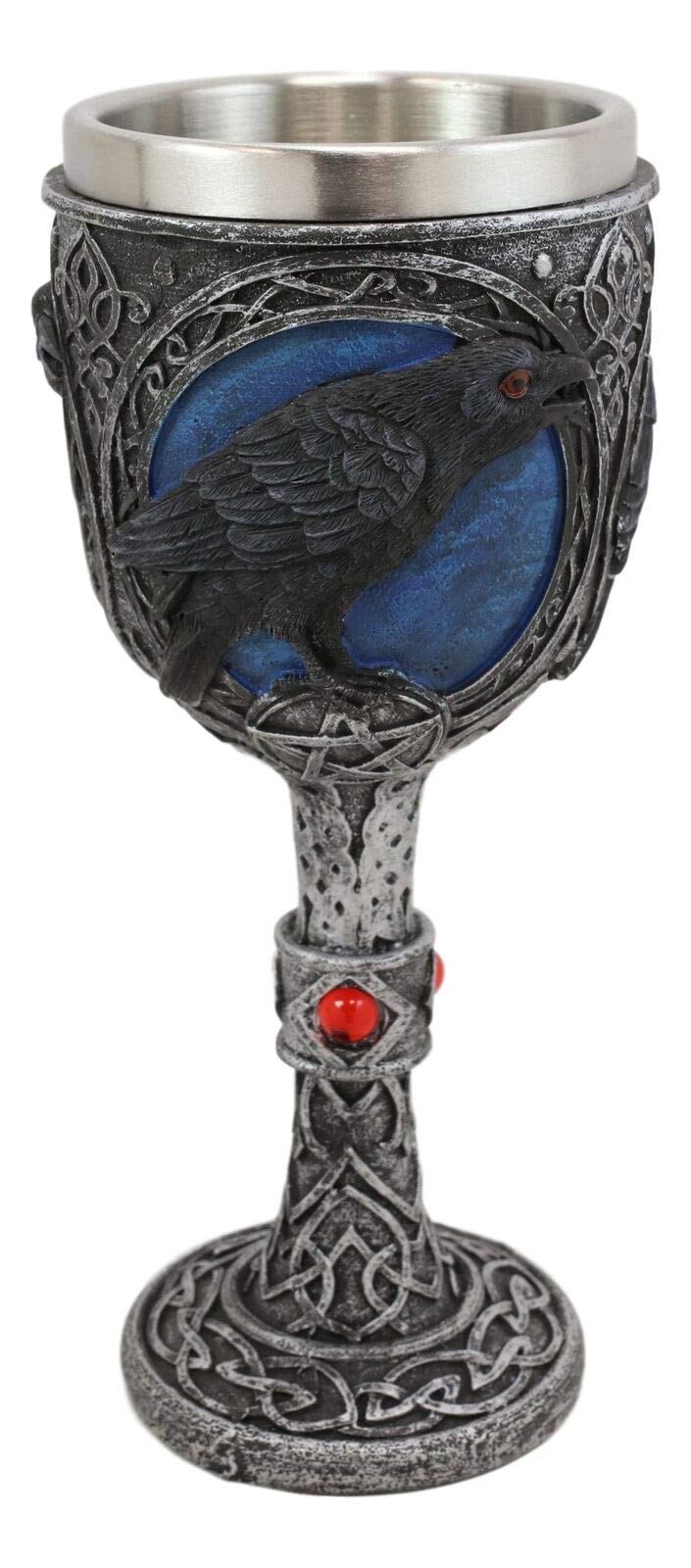 HomDEc Alchemy Wine Goblet - Moonlight Raven Chalice for Gothic Decor
