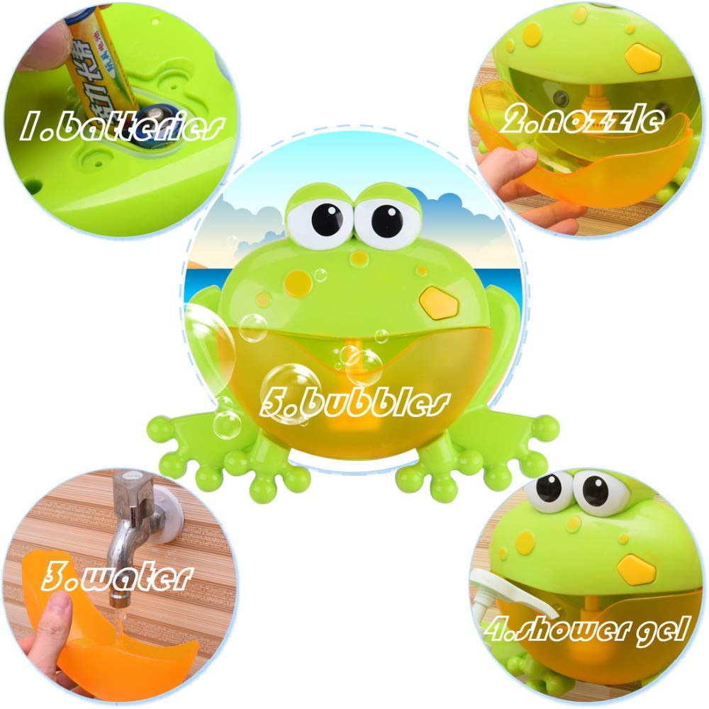 Frog Bubble Maker for Bath - Fun Foam Blower & Bubbling Machine with Nursery Rhyme Music - Best Bathtub Toy for Babies & Kids - Perfect for Happy Tub Time & Sensory Play