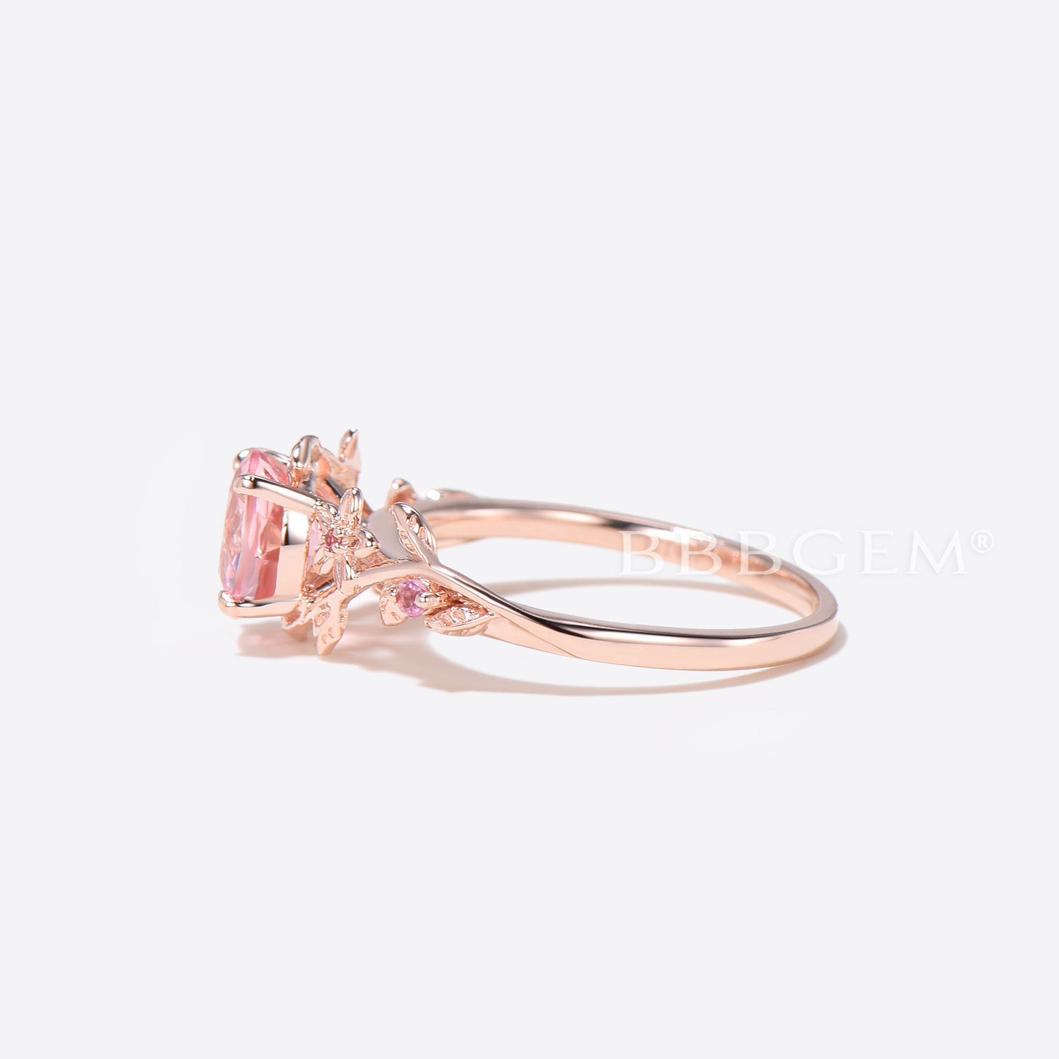 Exquisite Pink Padparadscha Sapphire Floral Engagement Ring – Vintage-Inspired Round Cut Gemstone for Weddings & Proposals