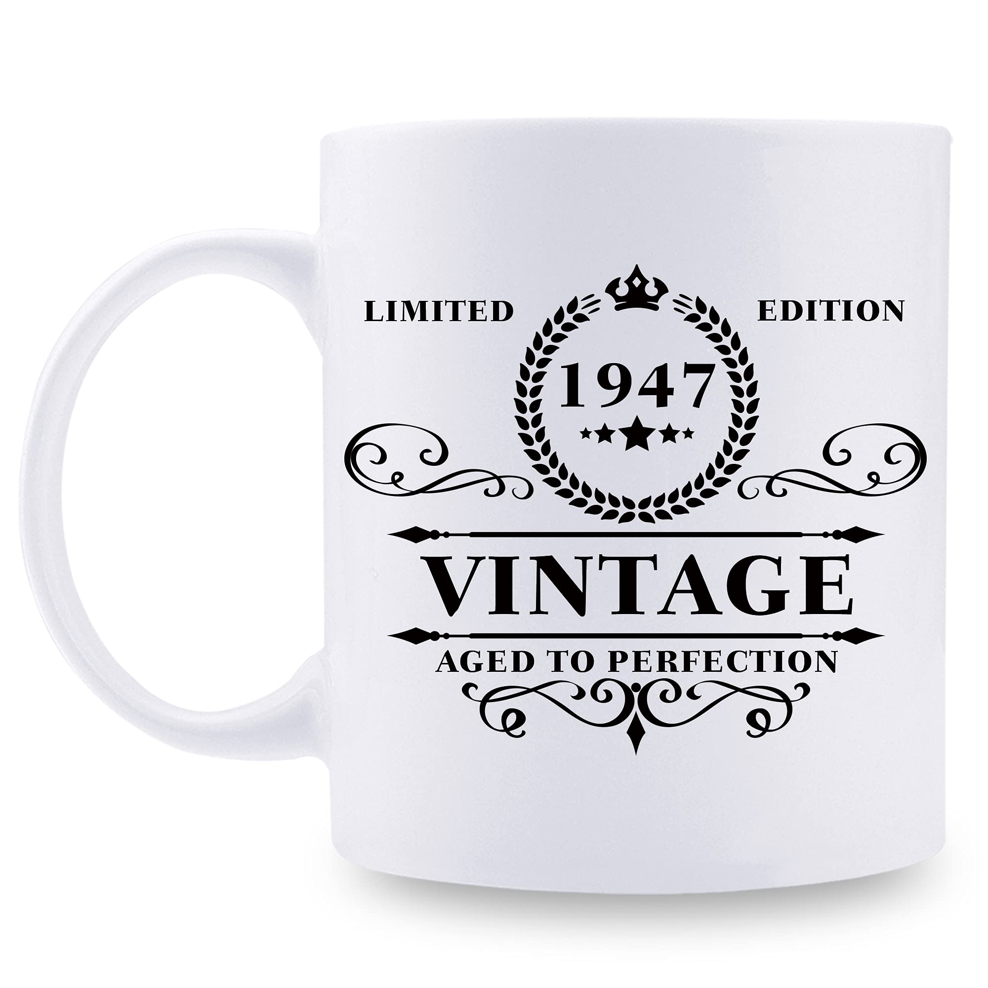 1947 Vintage 11 oz Coffee Mug - Unique Birthday Gift for Women & Men - Perfect for Grandpa, Grandma, Dad, Mom, Friends - Great for Coffee Lovers & Office Use