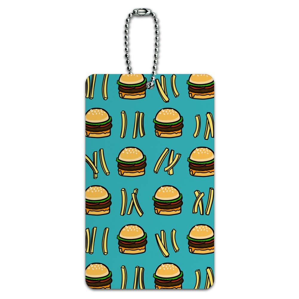 Hamburger & French Fries Pattern Luggage Tag - Cute Suitcase ID Tag for Travel Bags & Carry-Ons - Perfect for Kids, Teens & Food Lovers