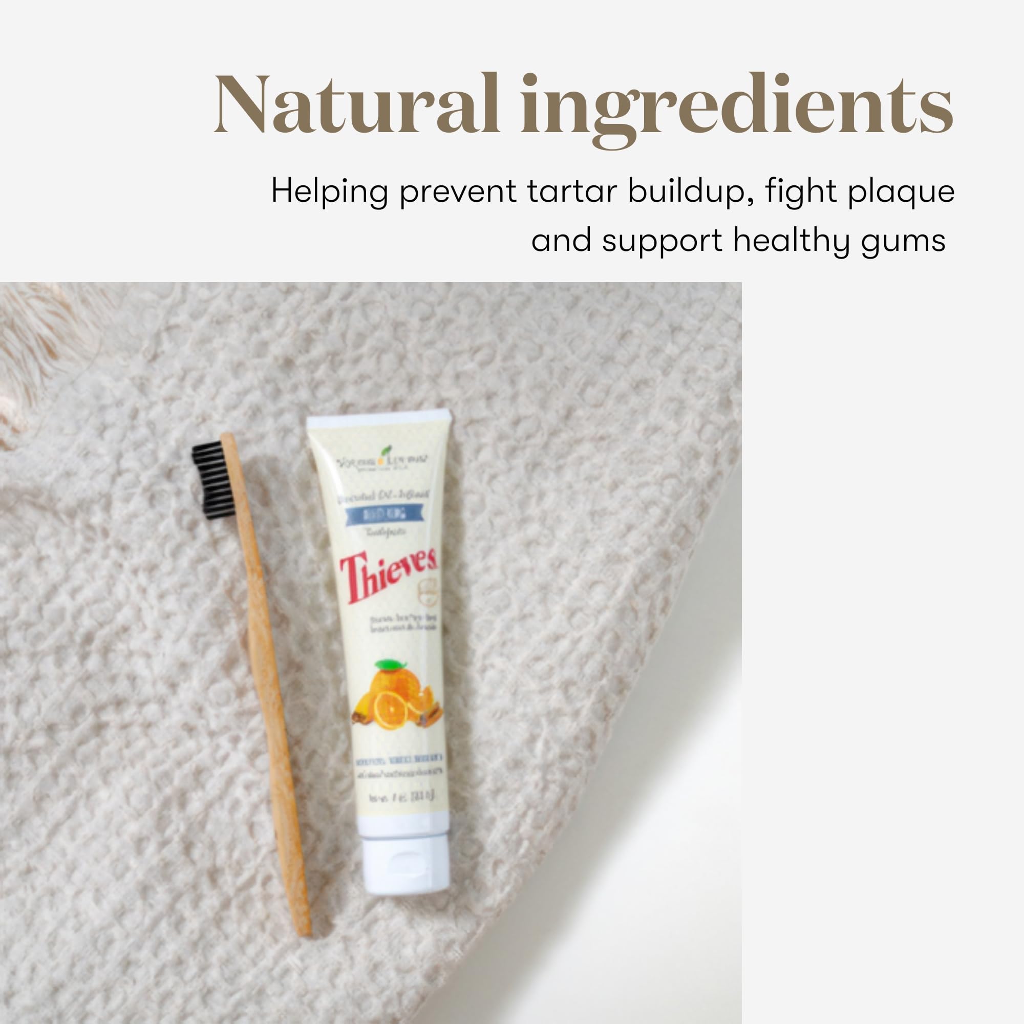 Young Living Thieves Whitening Toothpaste - Natural Fluoride-Free Toothpaste for Teeth Whitening & Oral Care - 4 oz Tube with Certified Ingredients - Fresh Breath & Healthy Teeth for Daily Use at Home or Travel