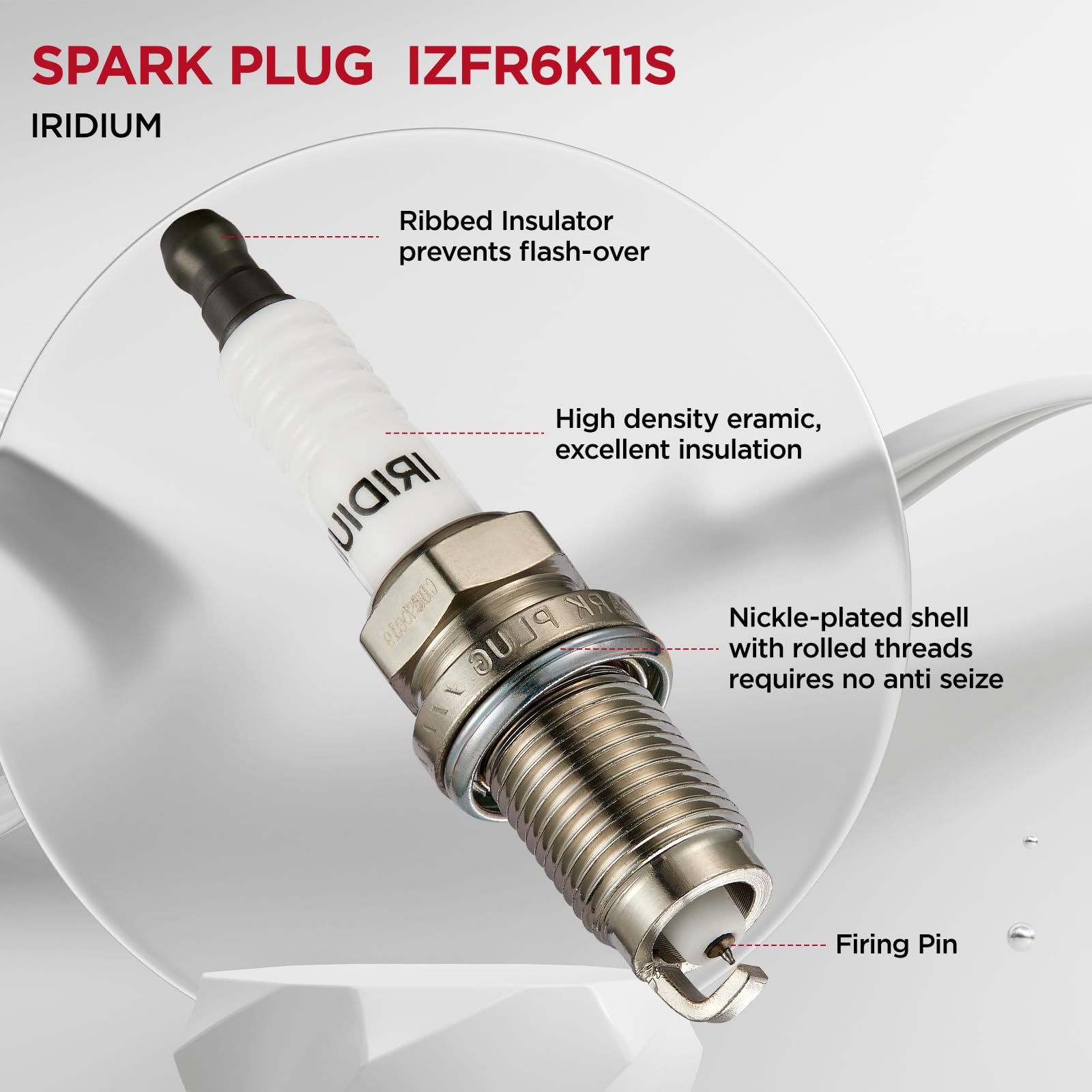 4-Pack Ignition Coil & Iridium Spark Plugs UF582 IZFR6K11S - Compatible with Honda Civic 1.8L L4 (Replaces 30520RNAA01, C1580, UF-582) - High Performance Engine Parts for Smoother Acceleration & Better Fuel Efficiency