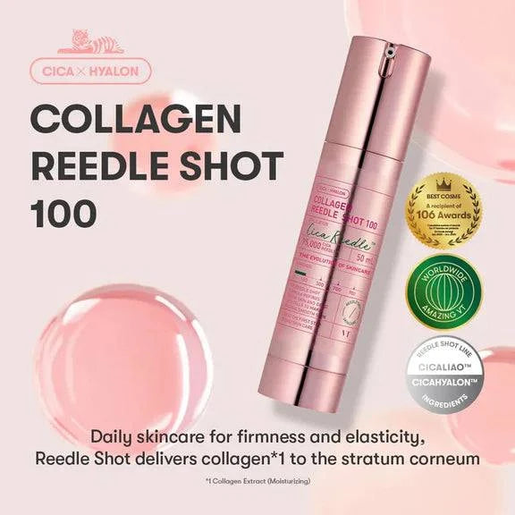 VT COSMETICS Collagen (Pink) Reedle Shot 100 - Anti-Aging Facial Serum for Glowing Skin | Perfect for Daily Skincare Routine & Nighttime Hydration