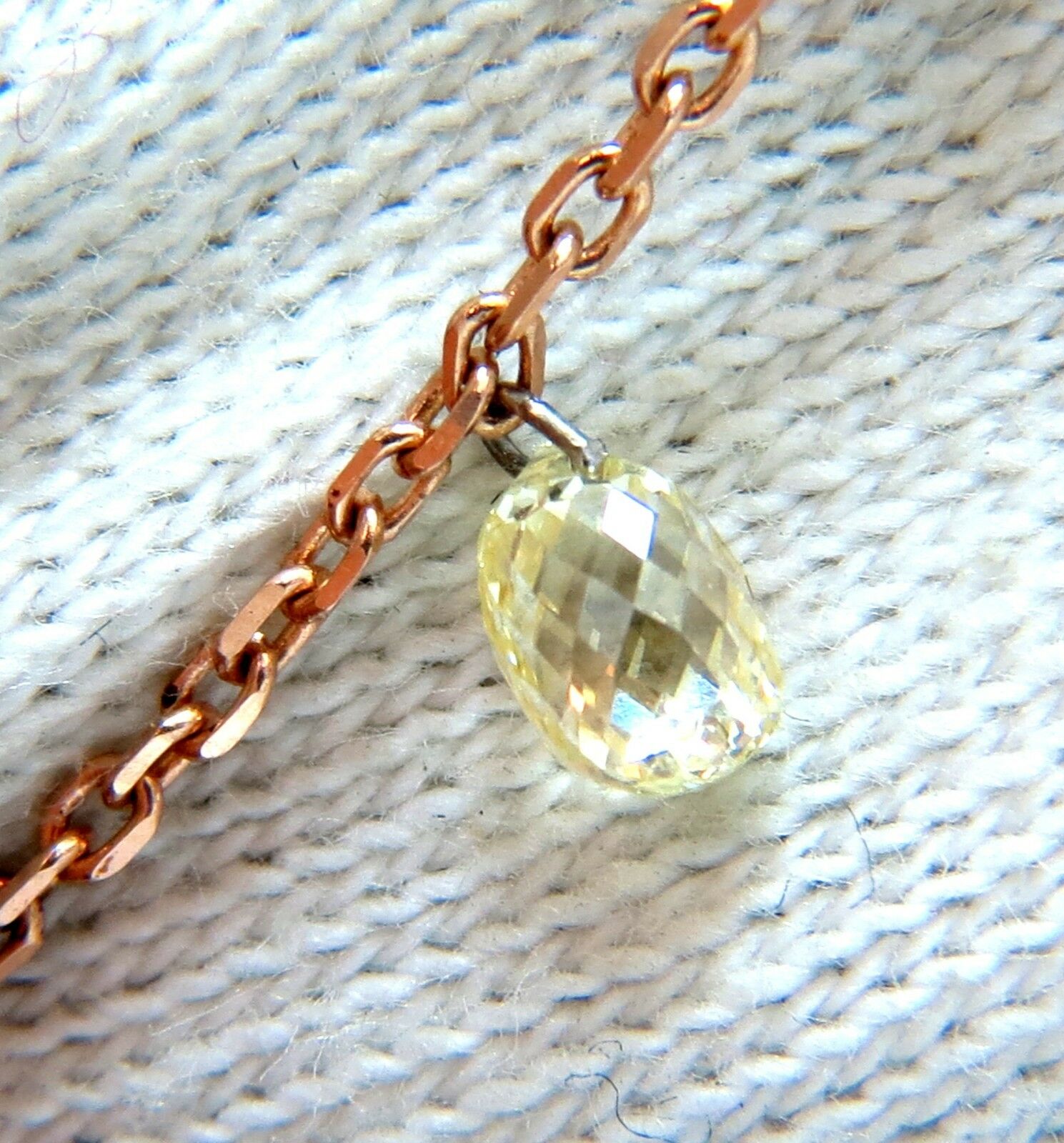 6.00ct Natural Briolette Diamond Station Necklace in 14K Gold - Elegant Everyday Jewelry for Women, Perfect for Weddings, Parties & Special Occasions