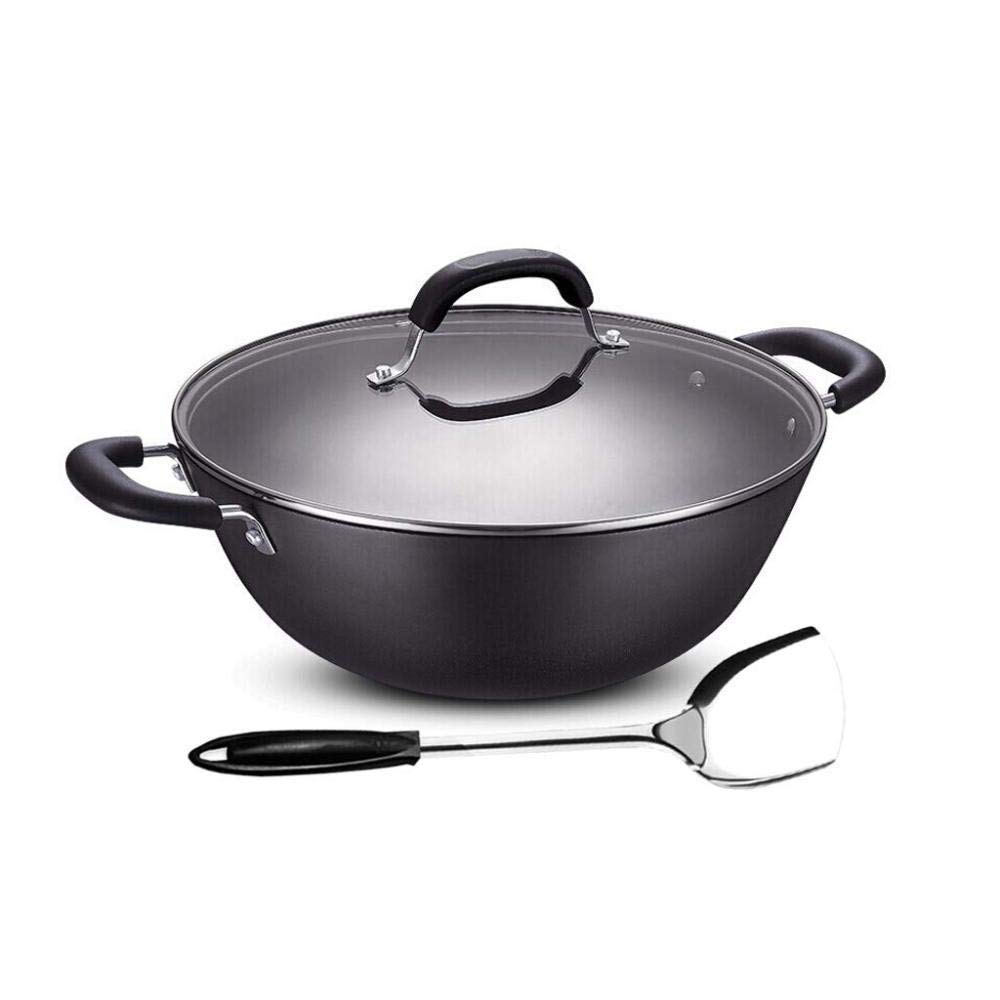 GYDCG Nonstick Copper Wok Pan with Lid - 12 Inch Stir Fry Pan Set Includes Frying Basket & Steam Rack - PFOA-Free Healthy Cooking for Asian Cuisine, Stir-Frying, Deep Frying & Steaming