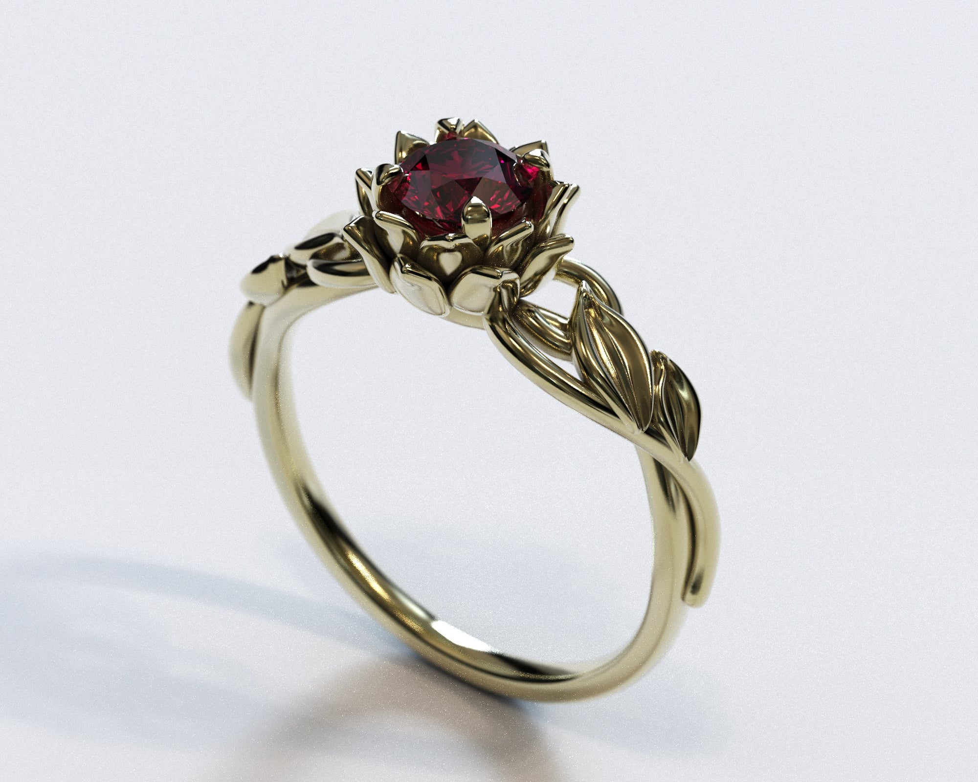 Lotus Flower Ruby Engagement Ring - Elegant & Unique Wedding Jewelry for Brides - Perfect for Proposals, Anniversaries & Special Occasions