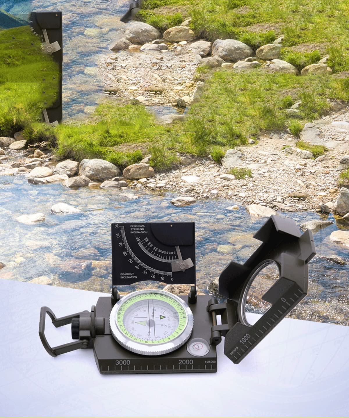 Military Sighting Compass for Hiking, Camping & Survival - Compact Handheld Compass with Declination Adjustment, Waterproof & Durable for Outdoor Adventures - Perfect for Backpacking, Hunting, Boy Scout Activities & Emergency Navigation