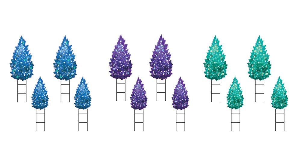 Colorful One-Sided Christmas Tree Yard Signs - Set of 12 Holiday Lawn Decorations for Outdoor Christmas Decor | Perfect for Front Yard, Garden, Porch & Seasonal Party Decorating