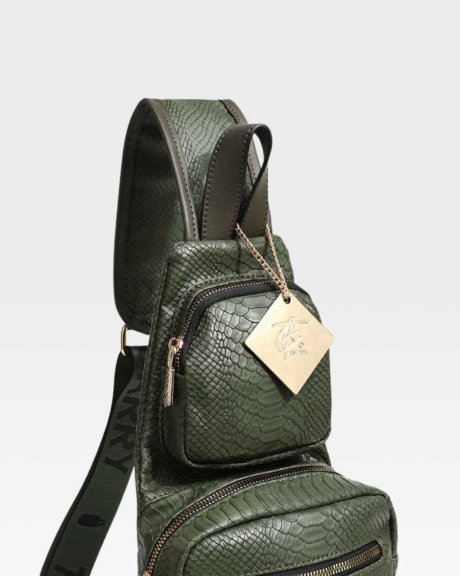 Apollo 1 Tear Drop Crossbody Bag for Women - Olive Green Leather Shoulder Purse - Perfect for Travel, Shopping & Everyday Use
