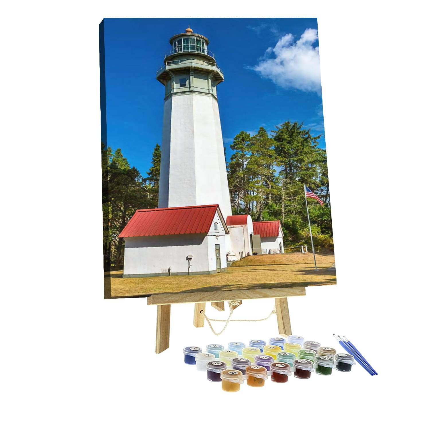 Grays Harbor Lighthouse Westport Washington Paint by Numbers Kit - DIY 16