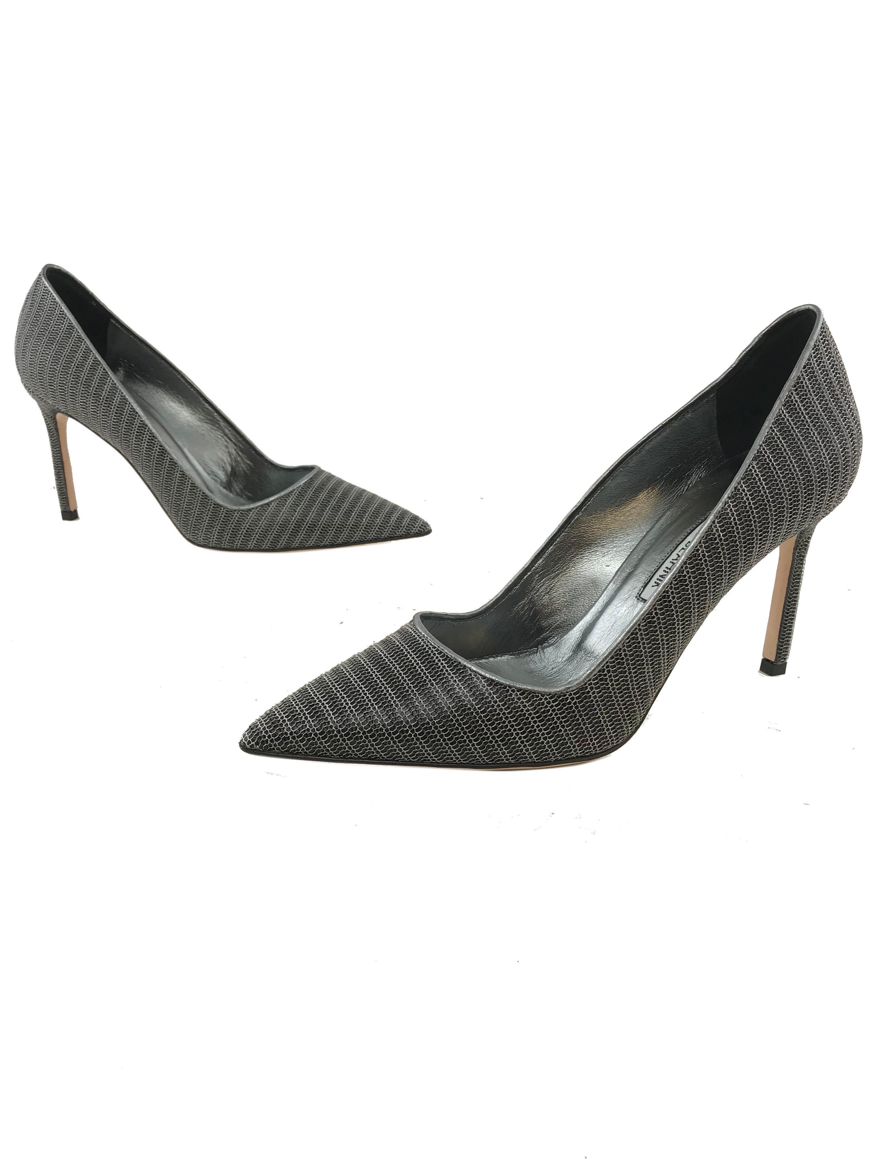 Manolo Blahnik BB Metal Pumps Women's Heels Size 8 | Elegant Pointed Toe Stiletto Pumps for Weddings, Parties & Evening Events
