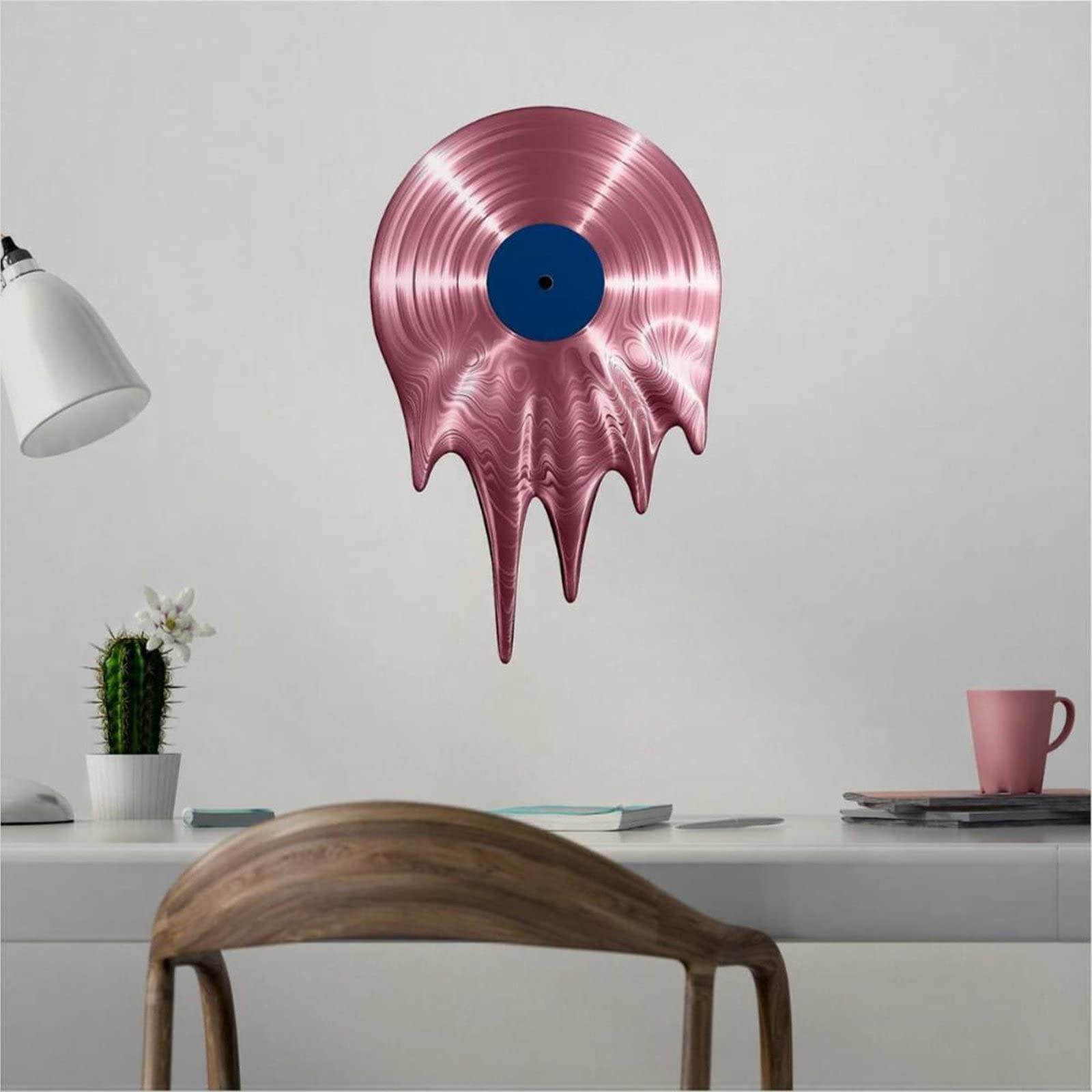 Rose Gold Vinyl Record Wall Decal - Retro Music Removable Sticker for Nursery & Kids Room - 18'' Wall Art Mural - Perfect for Music Lovers' Bedroom, Dorm Decor & Vintage Themed Parties