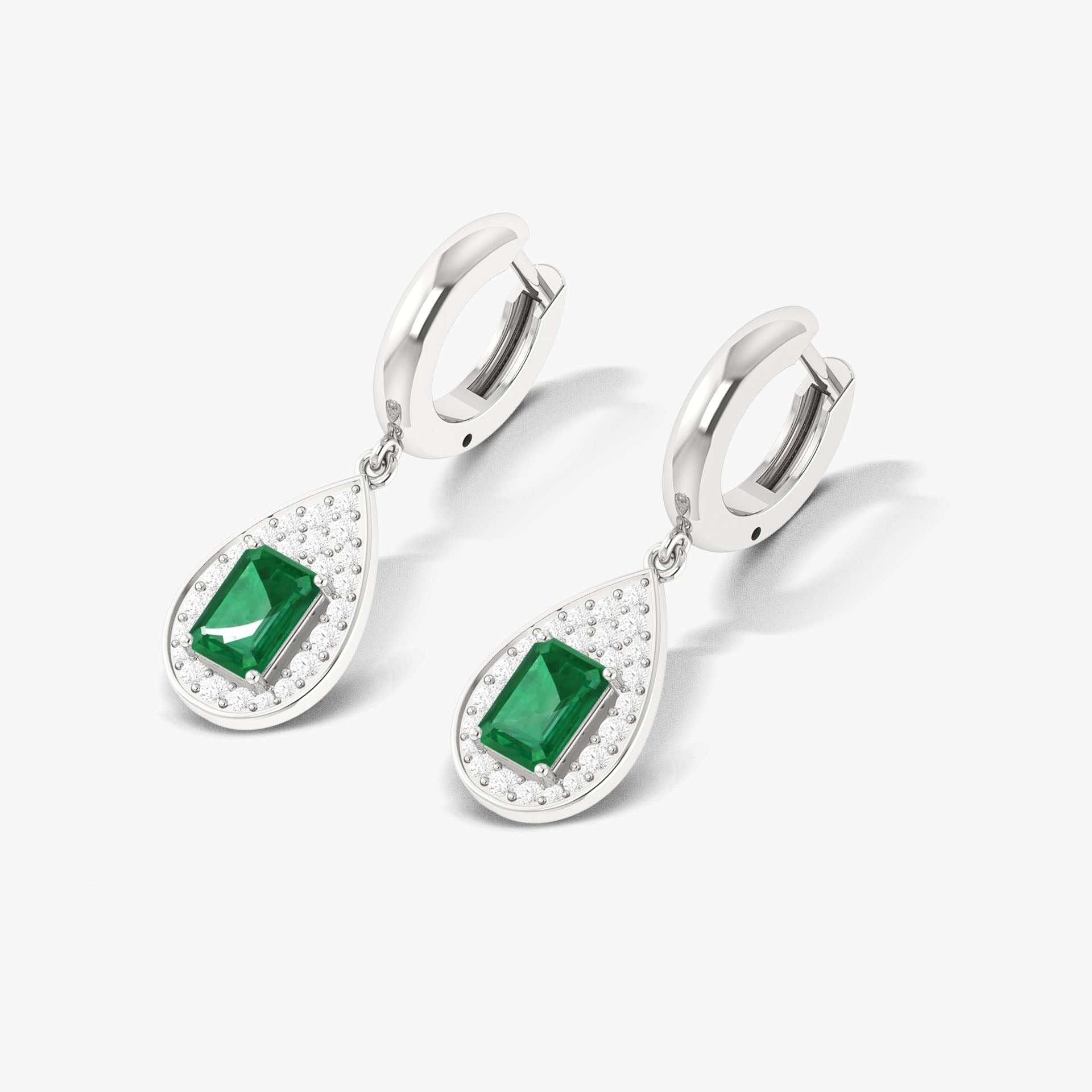 Emerald Octagon Gemstone Drop and Dangle Earrings for Women | Elegant Green Stone Jewelry | Perfect for Weddings, Parties & Special Occasions