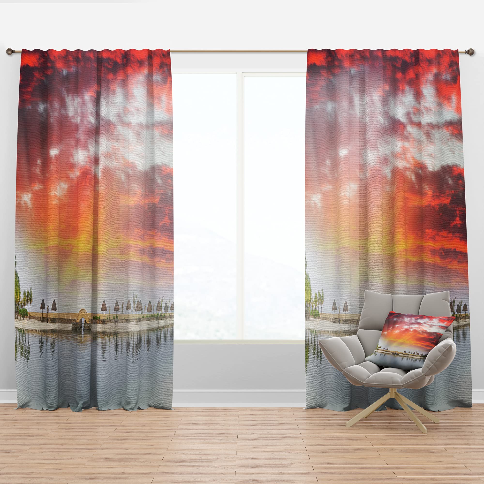 Roatan Beach Sunset Panorama Thermal Insulated Curtains - Single Panel 52x108 Inches - Blackout Drapes for Bedroom & Living Room - Perfect for Coastal Decor & Sun Protection