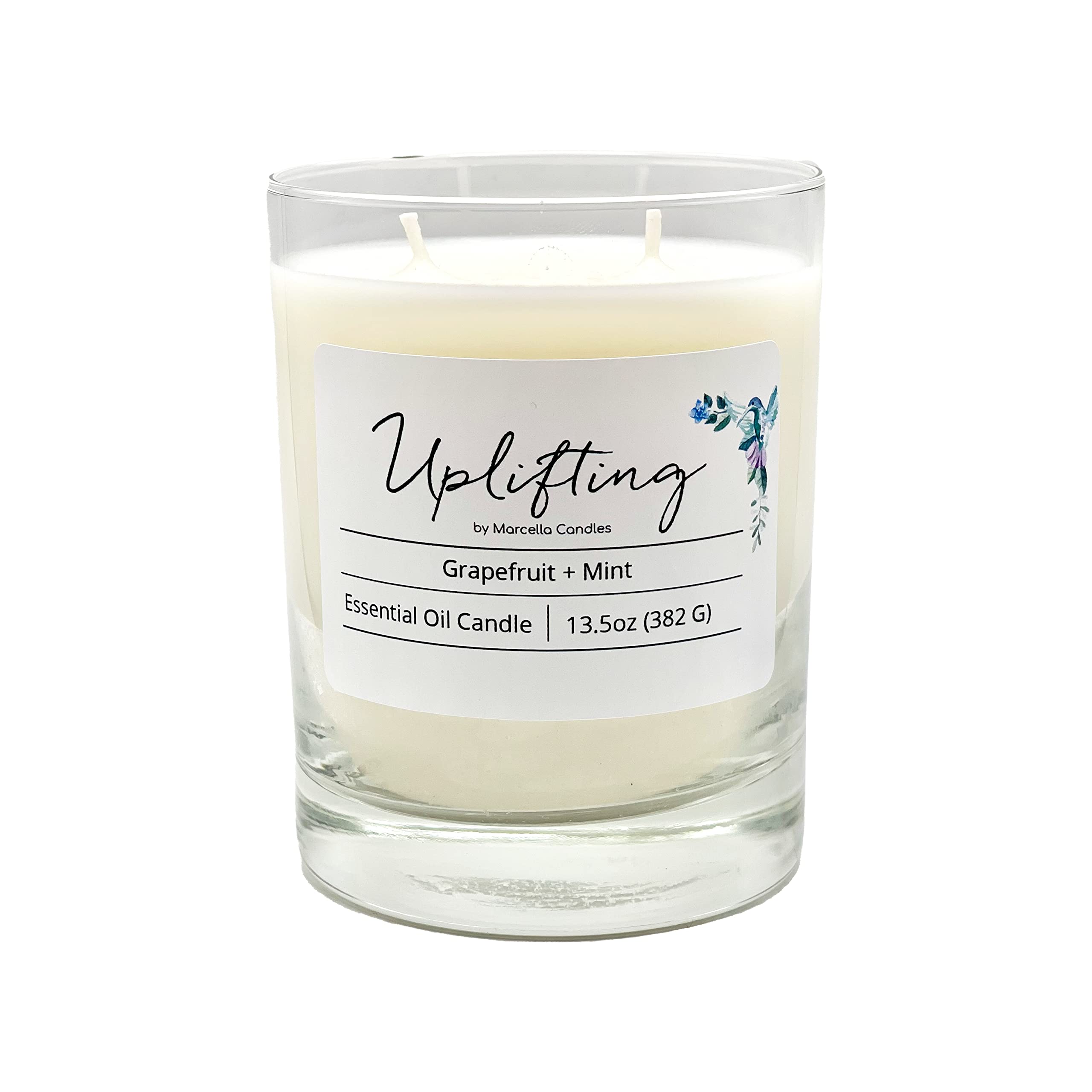 Marcella Candles Grapefruit Mint Aromatherapy Soy Wax Candle - 13oz Two Wick Non-Toxic Lavender Scented Candle for Relaxation, Stress Relief & Home Decor