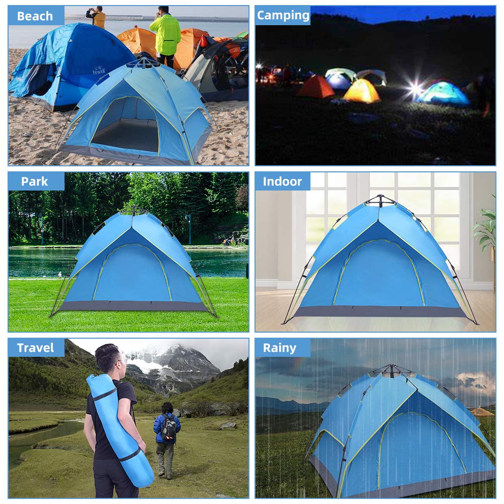Waterproof Windproof Family Camping Tent - Large Dome Tent with Rainfly, Mesh Windows & Wide Door - Easy Setup & Portable with Carry Bag - Perfect for Outdoor Adventures, Backpacking & Family Camping Trips