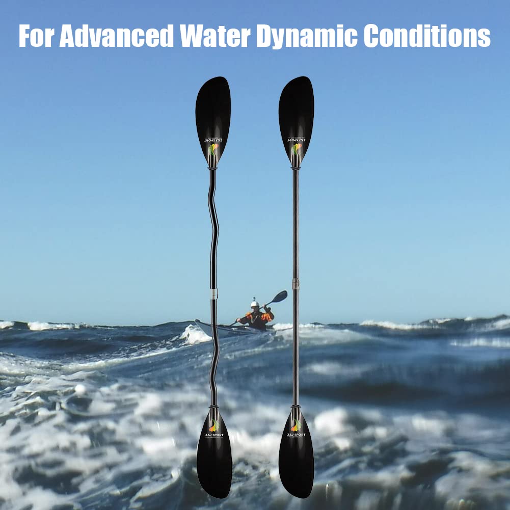 Premium Full Carbon Sea Kayak Paddle with Adjustable Length & Paddle Bag - Lightweight Touring Paddle for Ocean, River & Lake Kayaking - Ideal for Recreational & Dynamic Water Sports (SK-I)