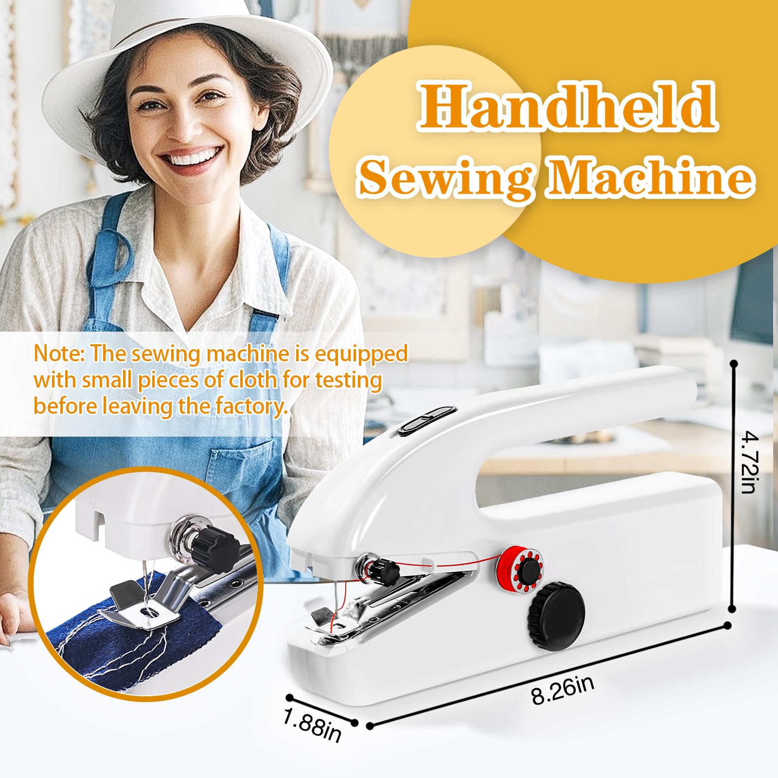 Portable Handheld Sewing Machine for Adults - Mini Hand Sewing Kit for Quick Repairs, Travel & Emergency Use - Compact & Lightweight for Home, Office & On-The-Go Fixes