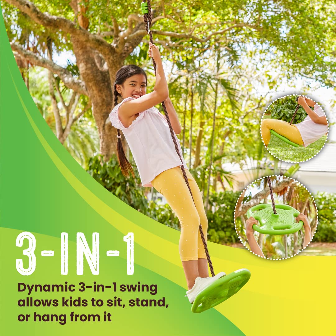 Swurfer Disco Tree Swing - Heavy Duty Outdoor Swing Set for Backyard, Kids Playground Equipment with Easy Installation & Adjustable Ropes | Perfect for Family Fun, Treehouse Accessories, and Backyard Entertainment
