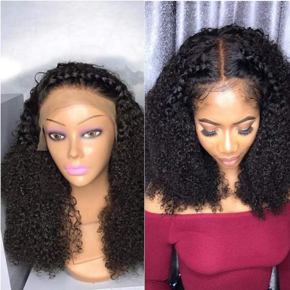 Short Afro Kinky Curly Full Lace Wigs Human Hair with Baby Hair for Black Women 4B 4C Deep Curly Glueless Lace Wig Brazilian Remy Hair - Perfect for Daily Wear, Cosplay & Special Occasions