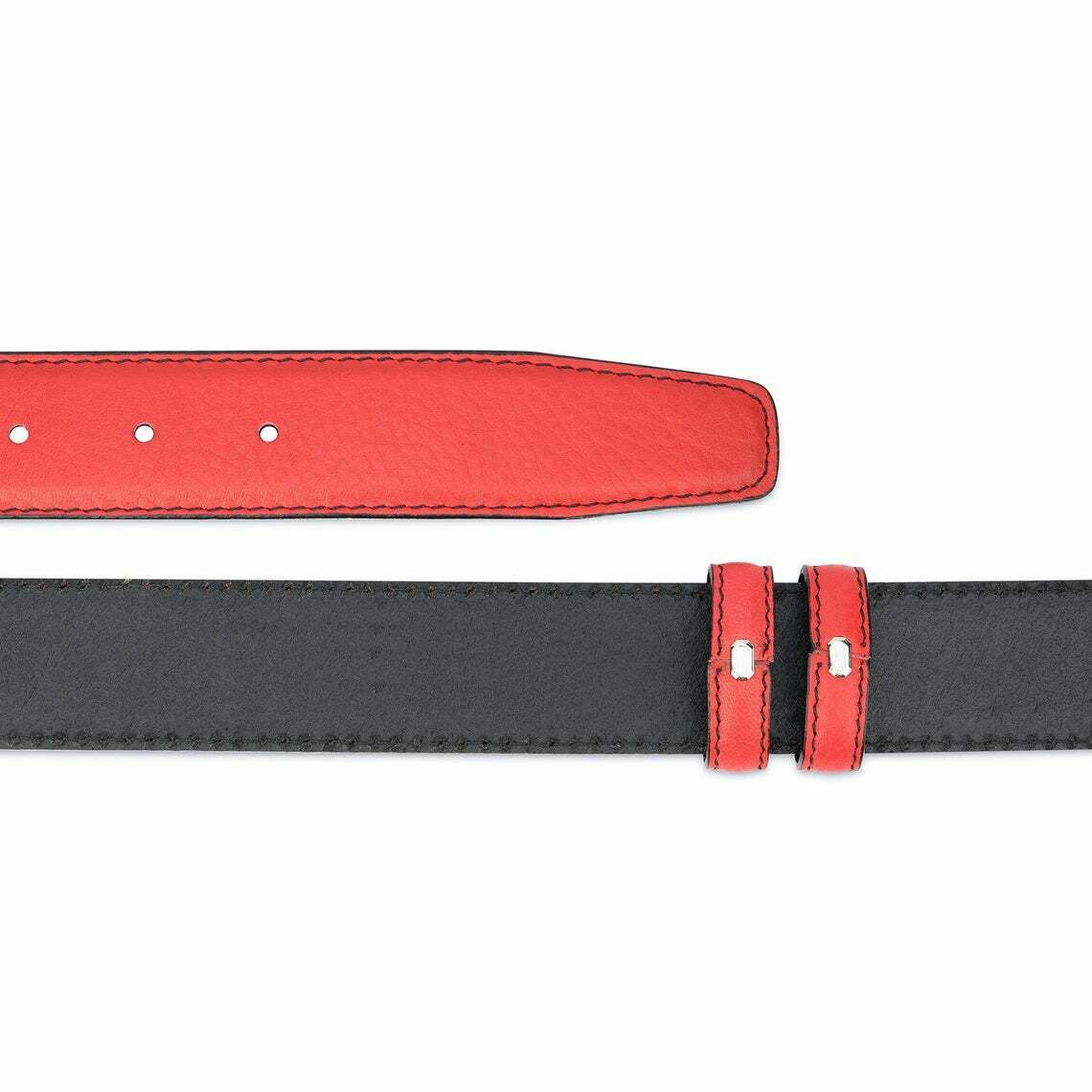 Genuine Red Leather Belt Strap - Adjustable 1 3/8