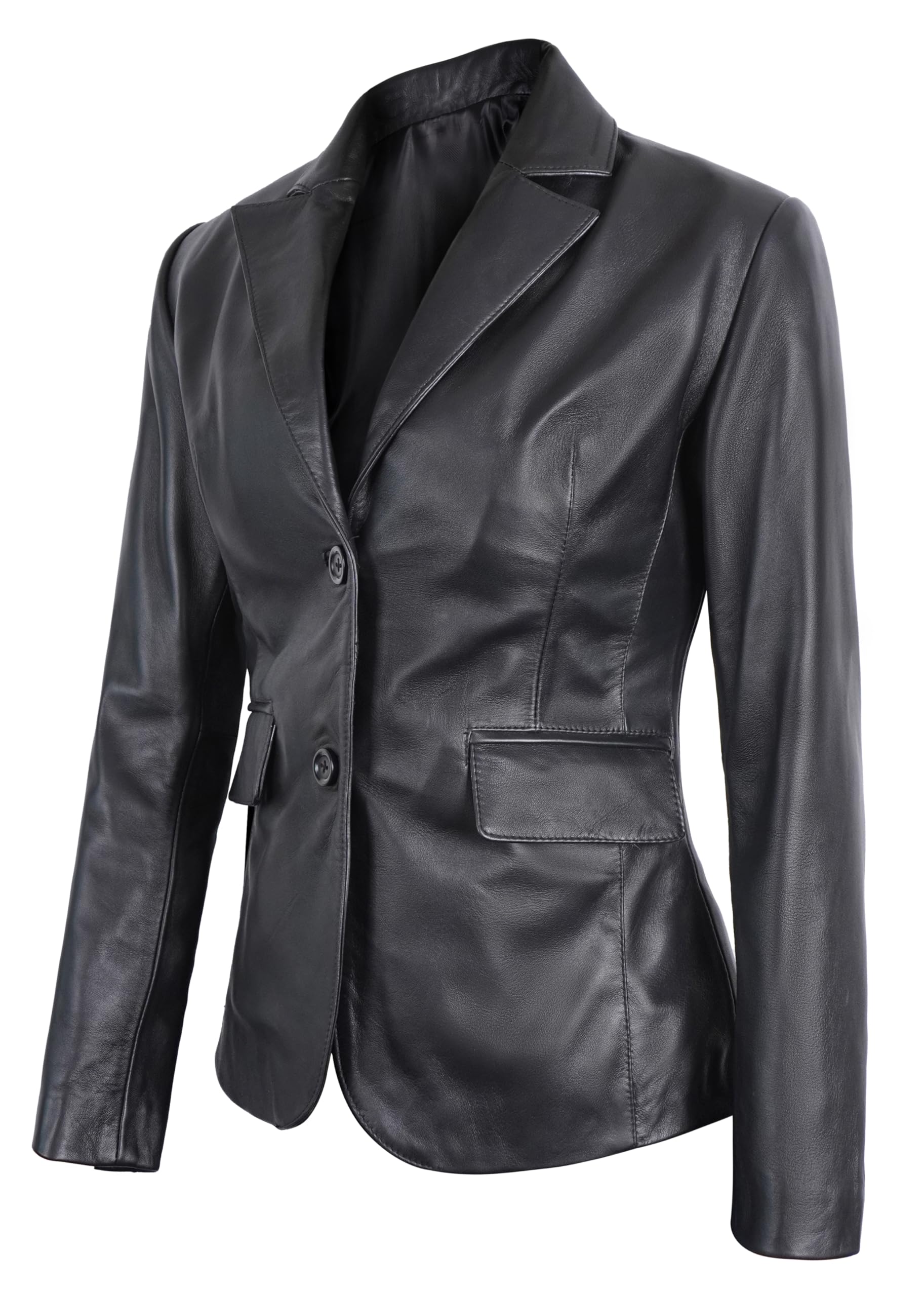 Women's Classic Leather Blazer - Business Casual Jacket for Office, Dinner & Night Out | Genuine Leather Coat for Professional & Stylish Look