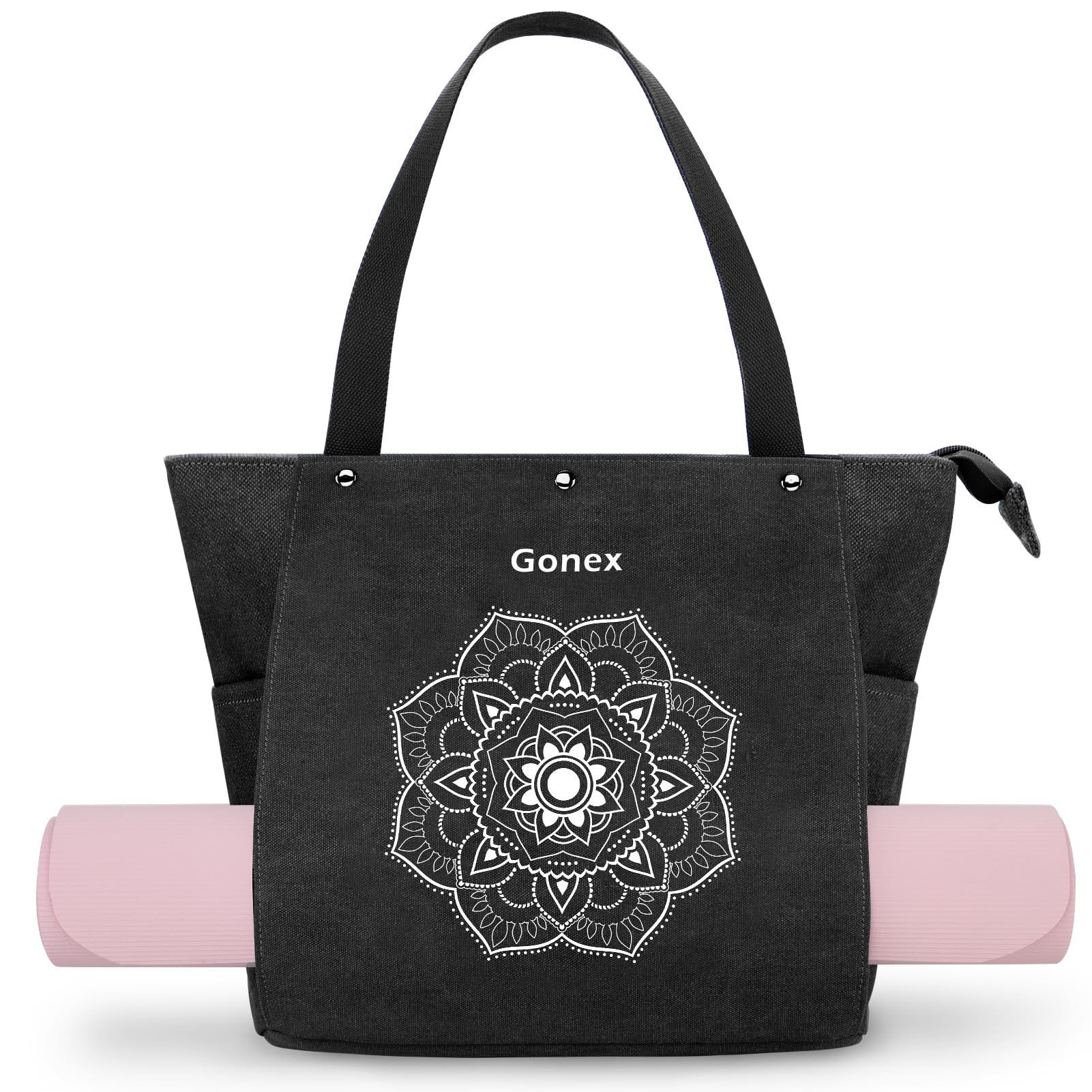Gonex Yoga Mat Bag - Durable Canvas Tote with Multiple Pockets for Men & Women | Easy Carry Yoga Mat Carrier for Pilates, Gym, Travel, Workout & Office Use